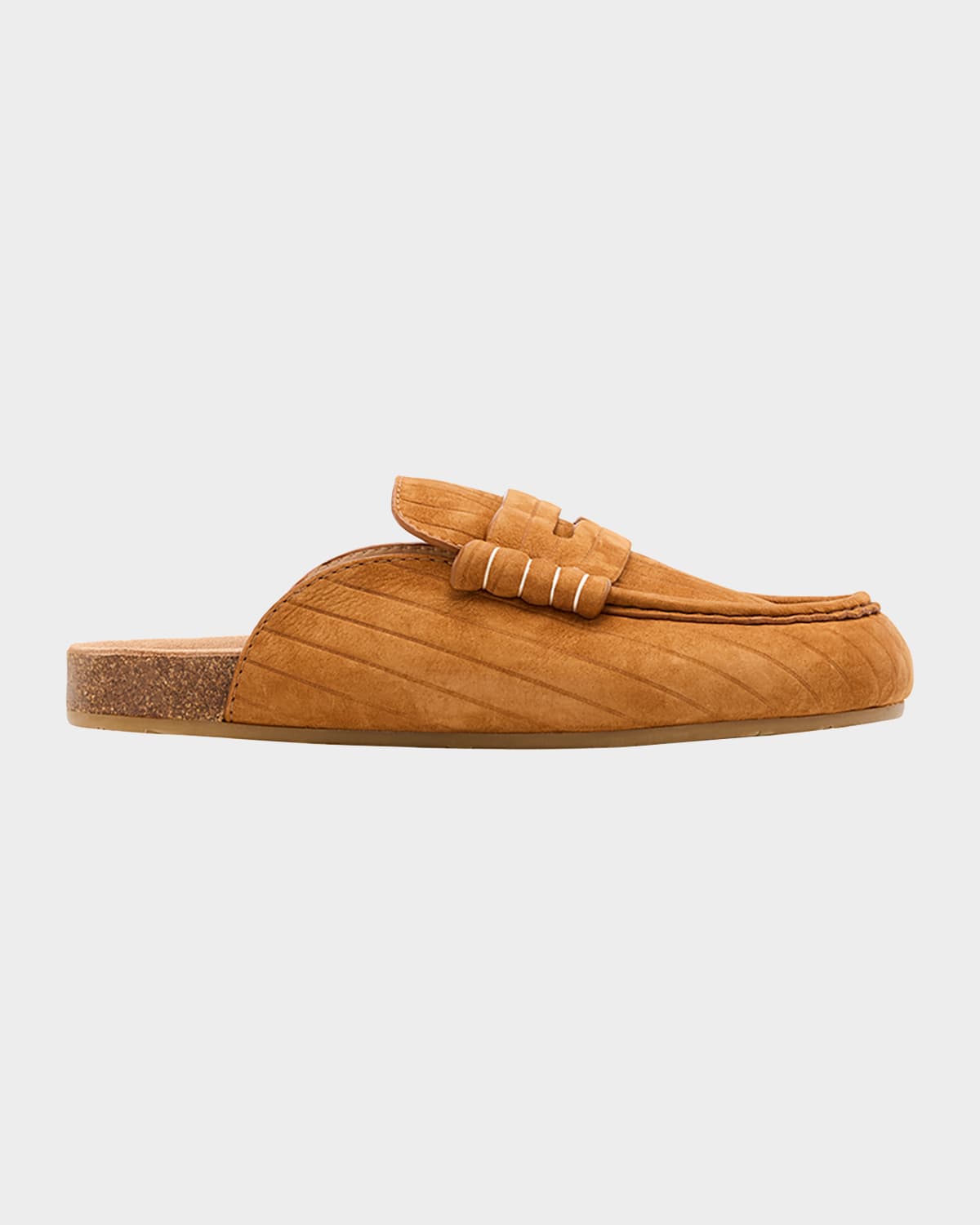 Jw Anderson Suede Stitch Loafer Mules In Brown
