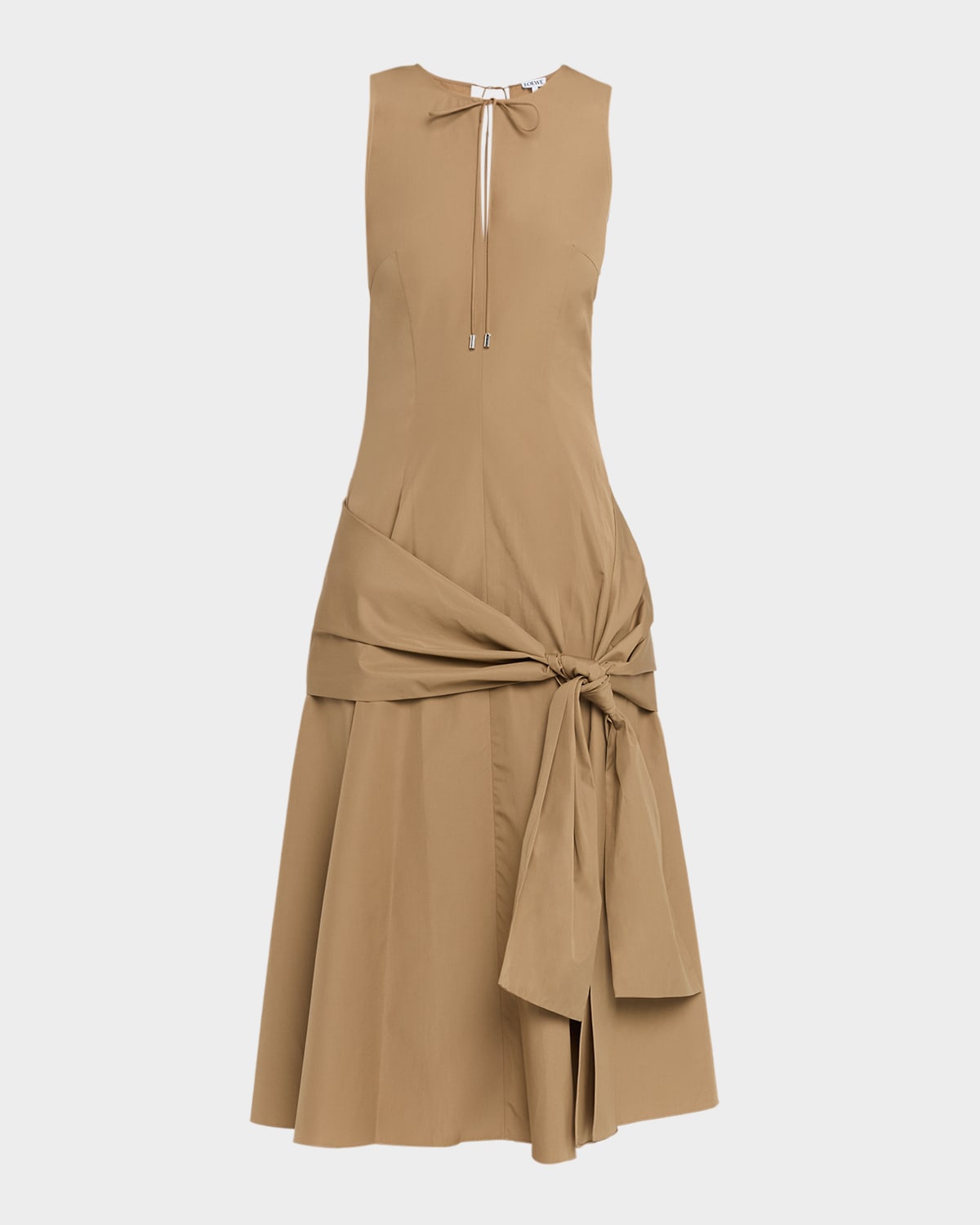 Loewe Cotton Poplin Wrap Dress In Sand