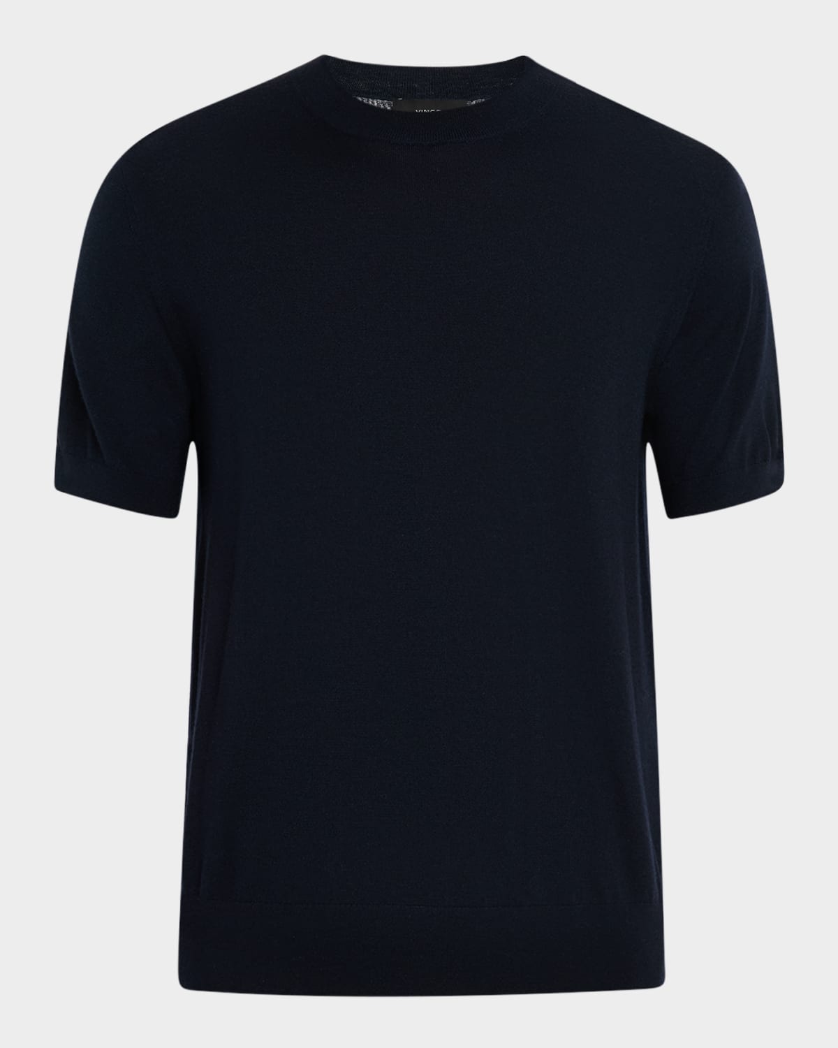Vince Men's Featherweight Wool-cashmere Short-sleeve Crewneck Sweater In Blue