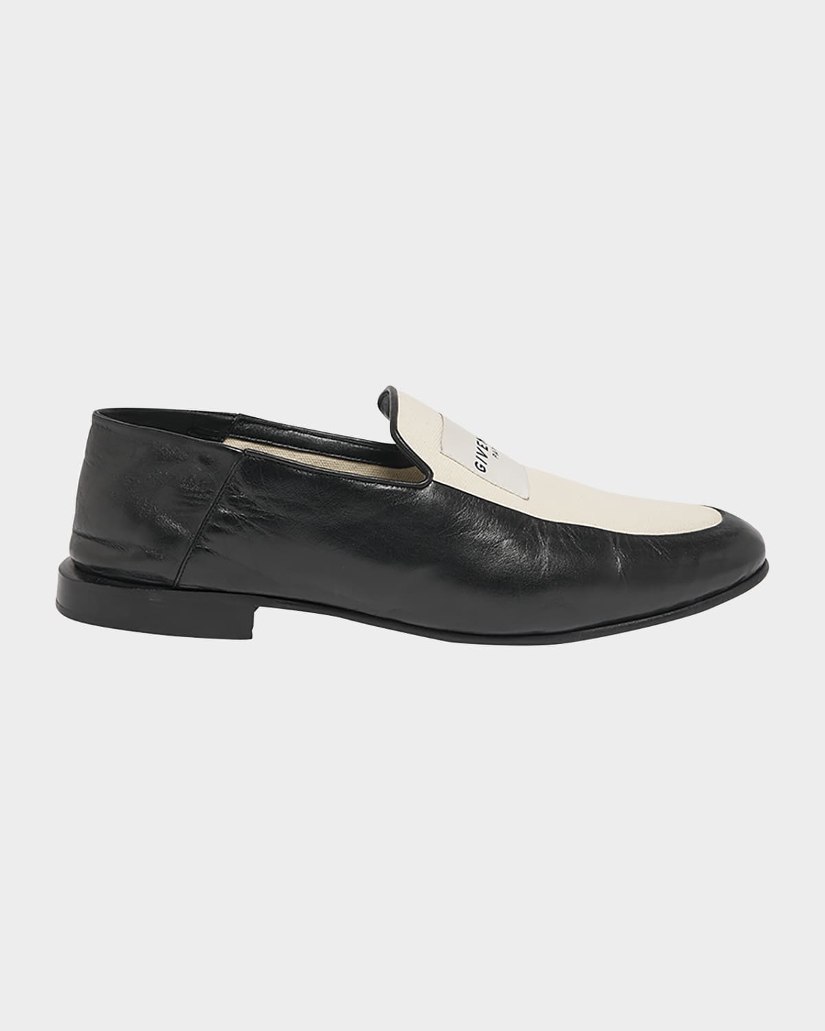 Givenchy Label Canvas And Leather Loafers In Black