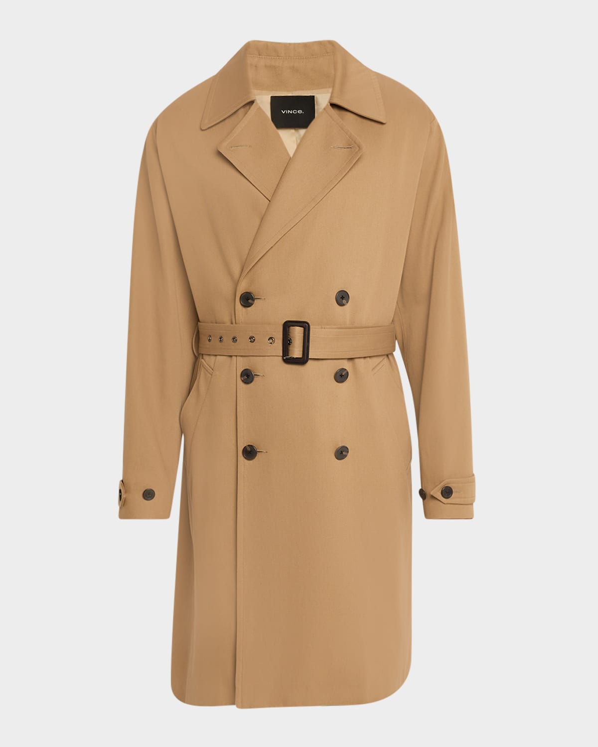 Men's Italian Cotton Double-Breasted Trench Coat