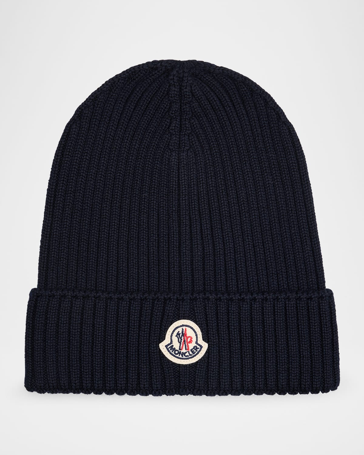 Moncler Boy's Logo Ribbed Wool Beanie In Black