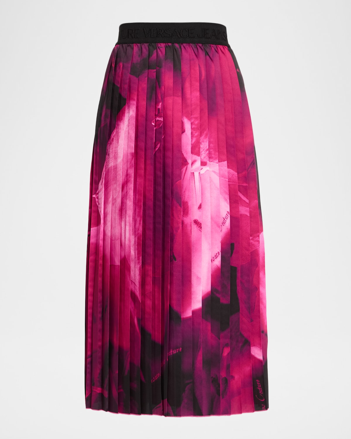 Versace Jeans Couture Pleated Floral Midi Skirt In Multi