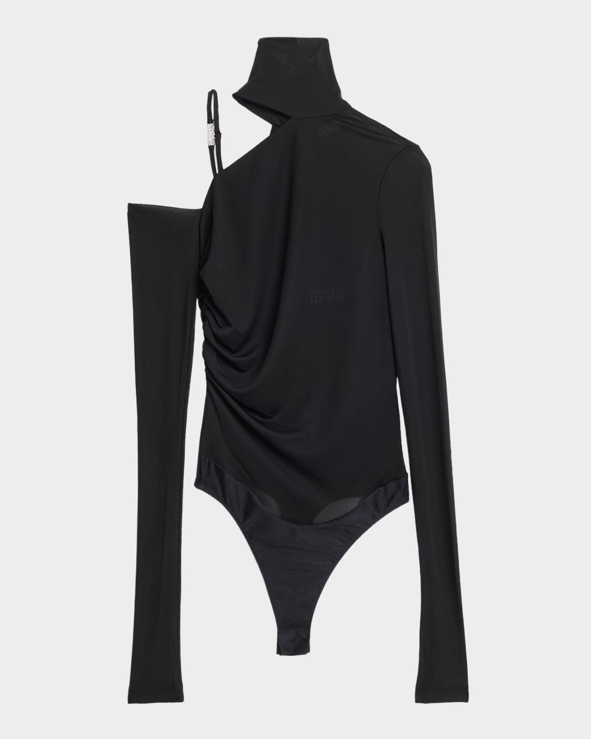 Versace Jeans Couture Cut-out Jersey Turtleneck Bodysuit In Black