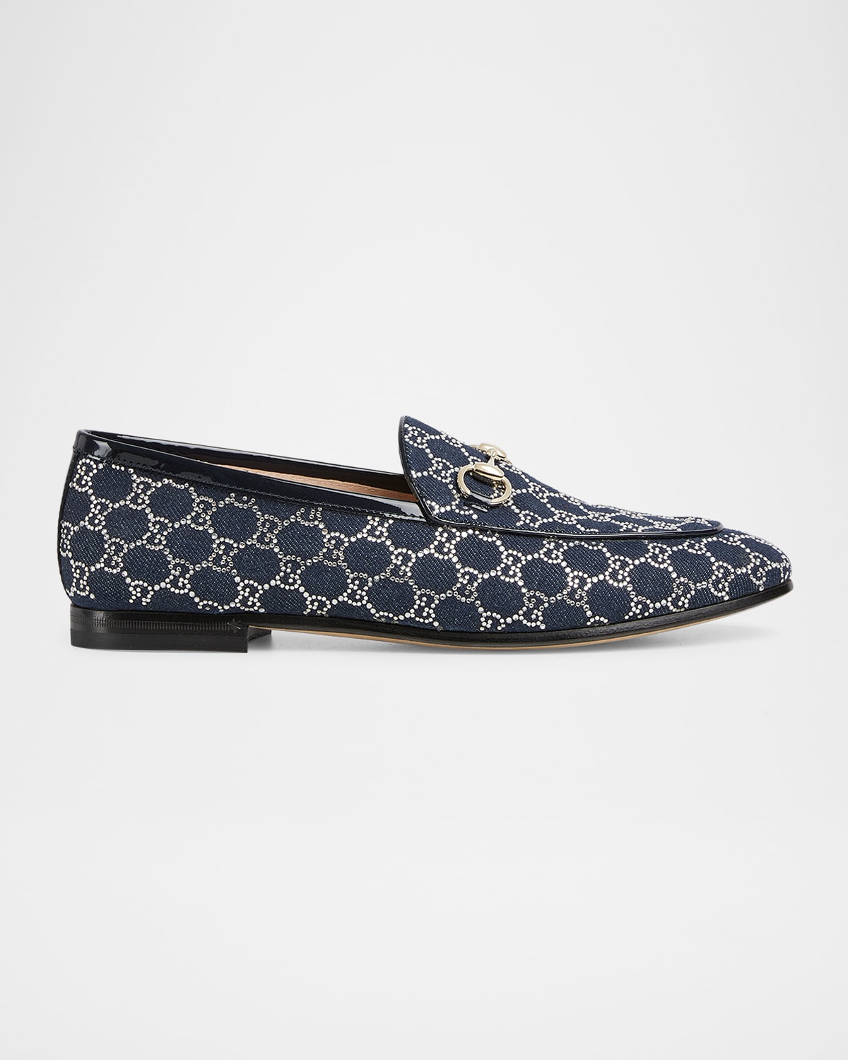 Gucci Denim Gg Crystal New Jordaan Loafers