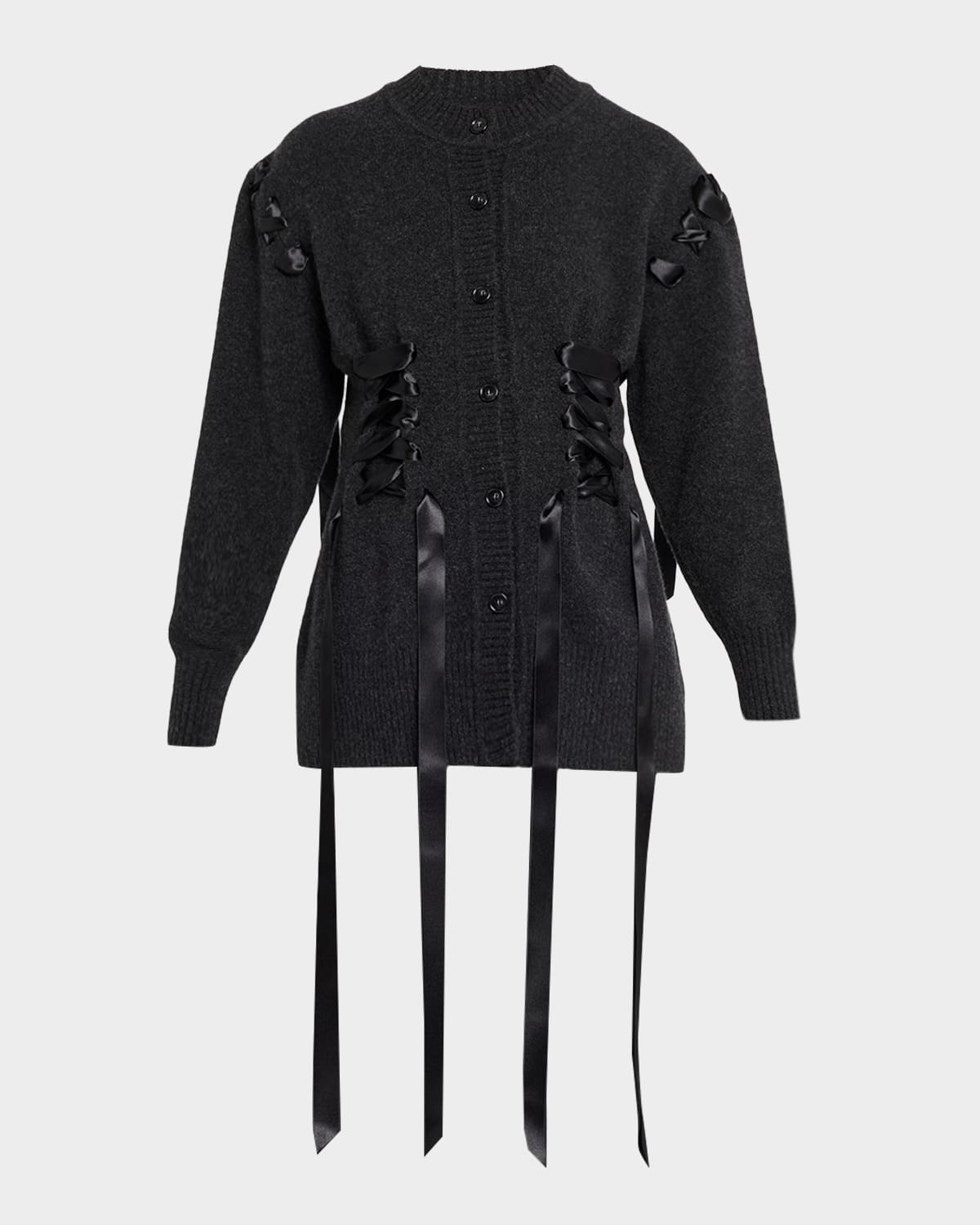 Simone Rocha Sculpted Ribbon Corset Cardigan In Gray