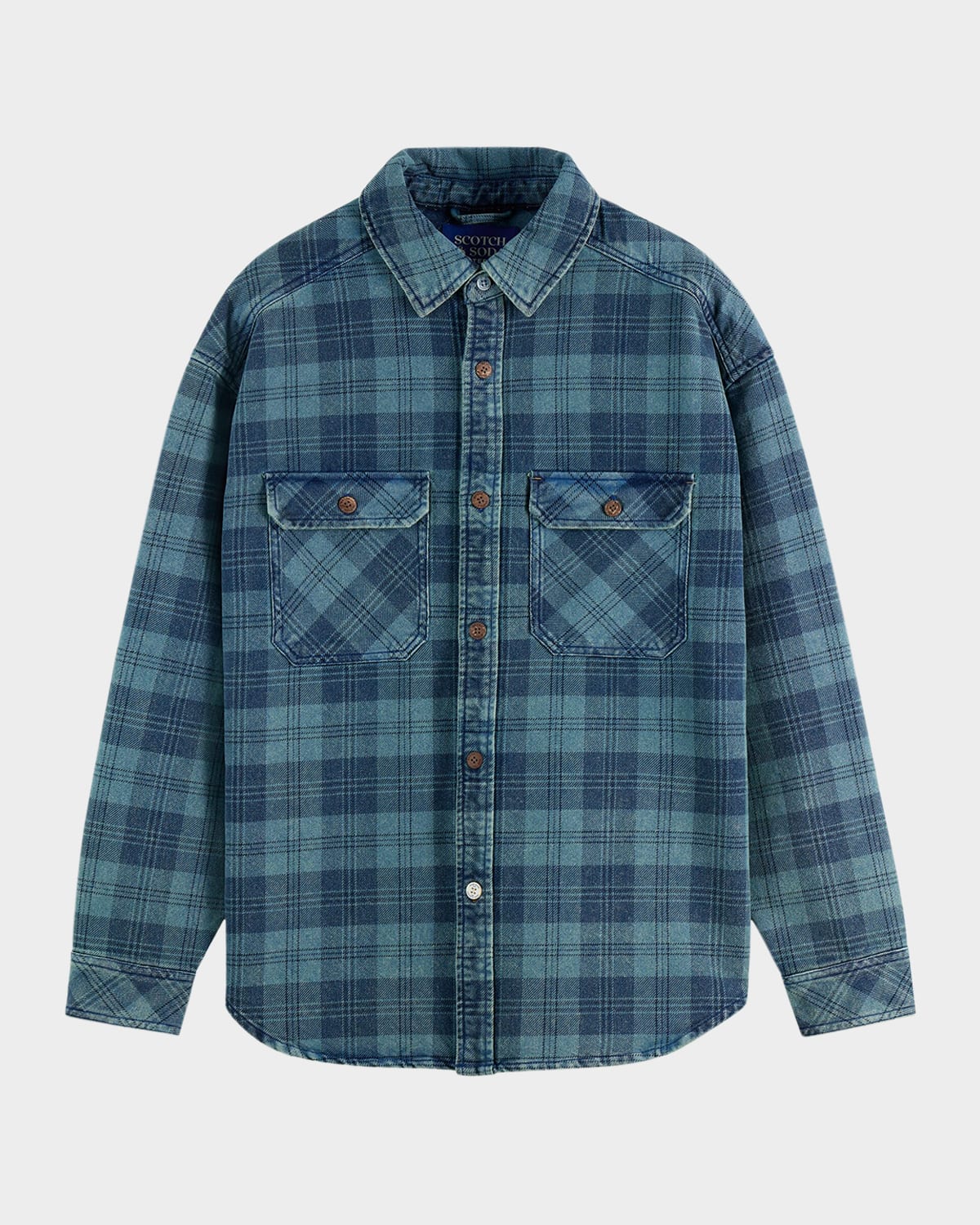 Men's Check Washed Denim Overshirt
