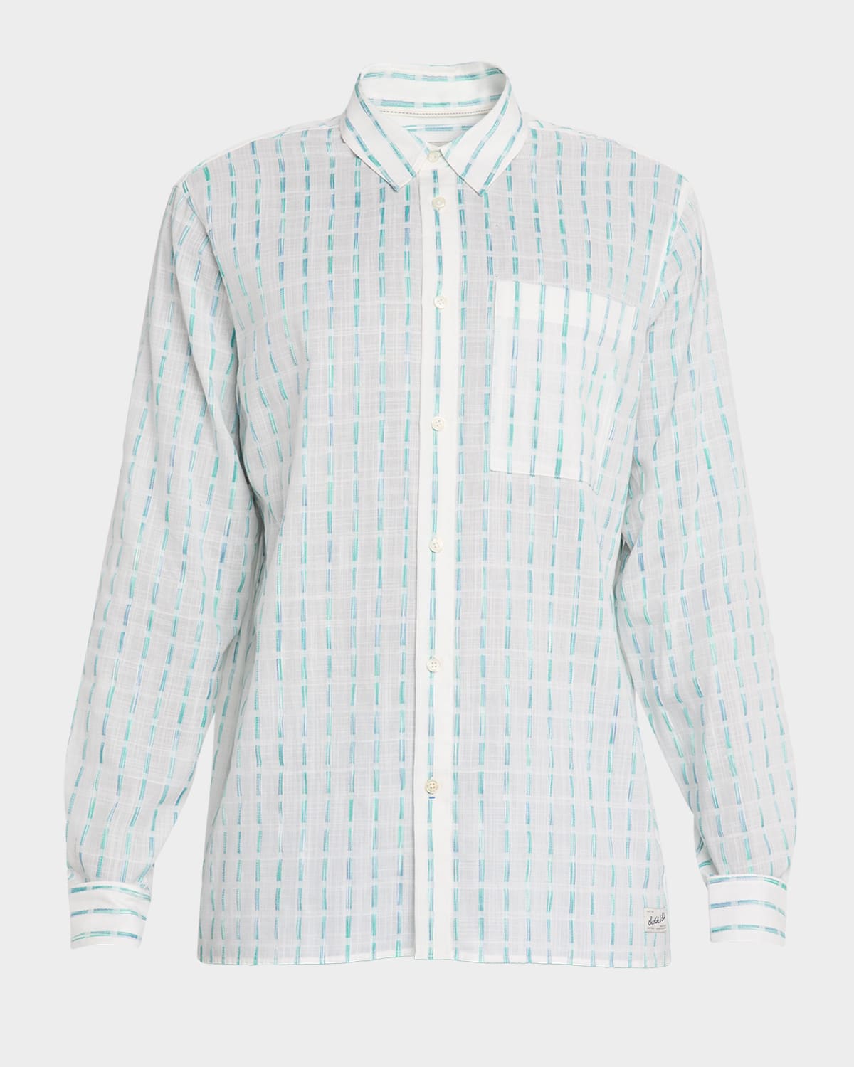 Men's Cotton Voile Stripe Casual Button-Down Shirt