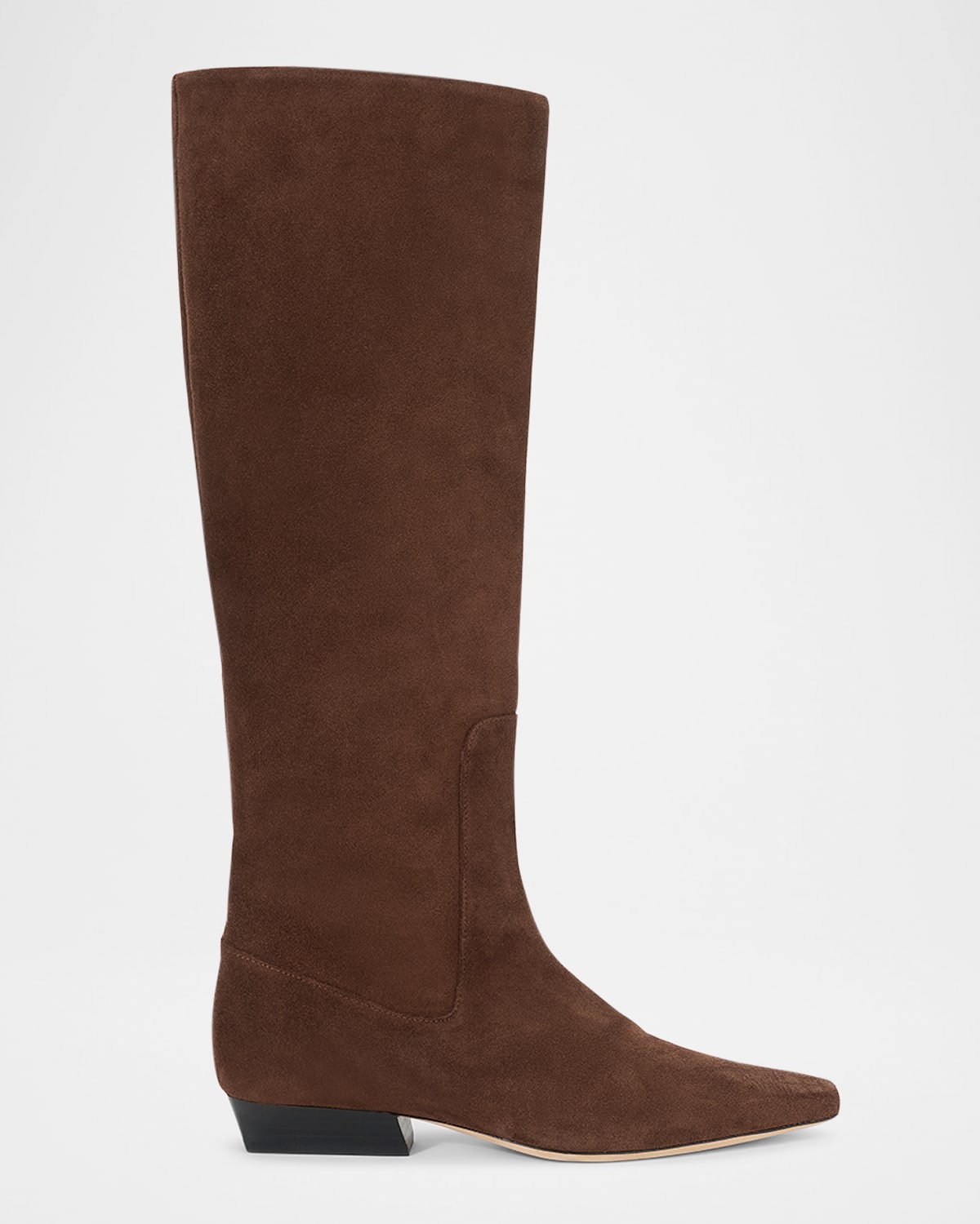 Staud Wally Suede Flat Knee-high Boots In Brown