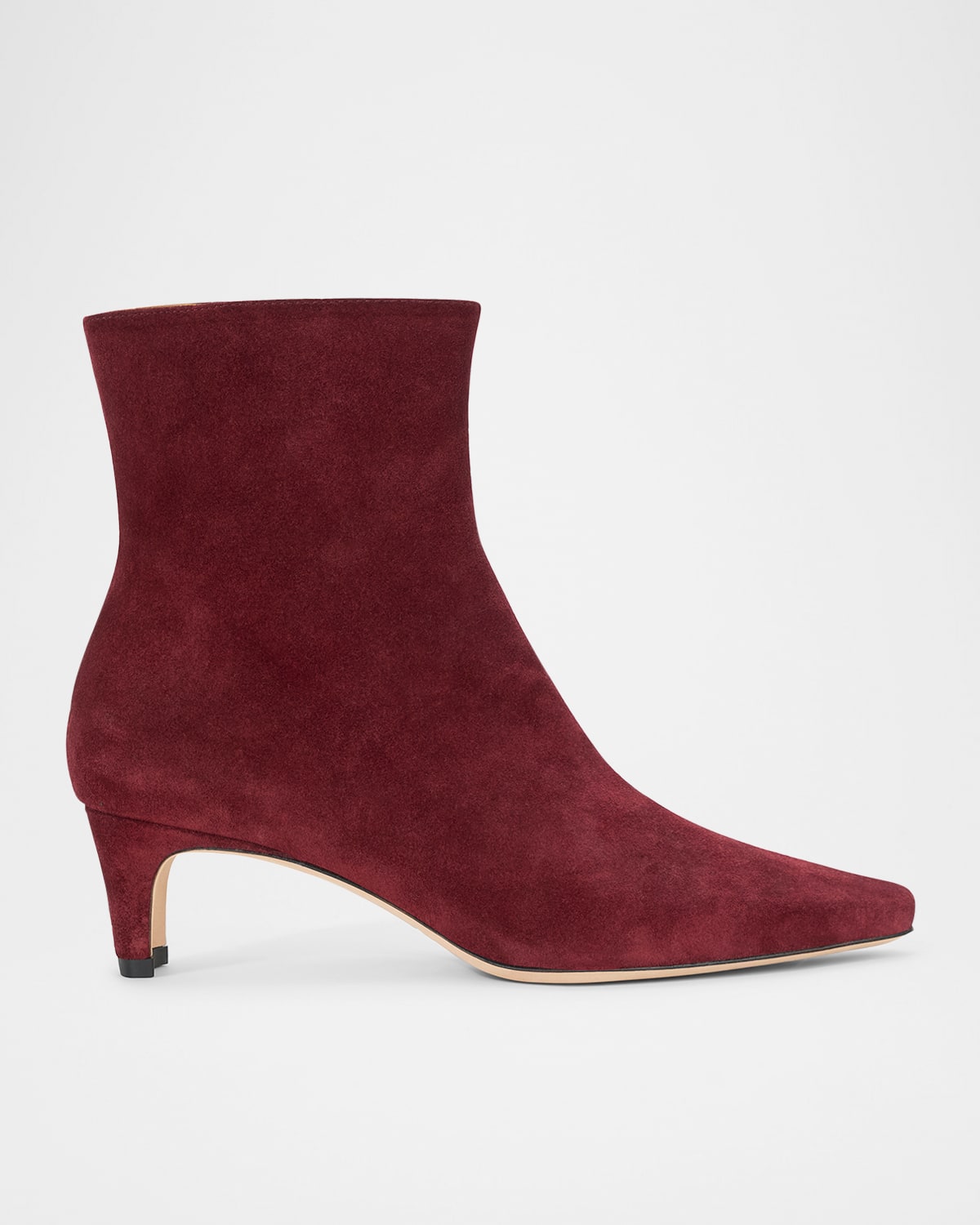 Staud Wally Suede Ankle Boots In Burgundy