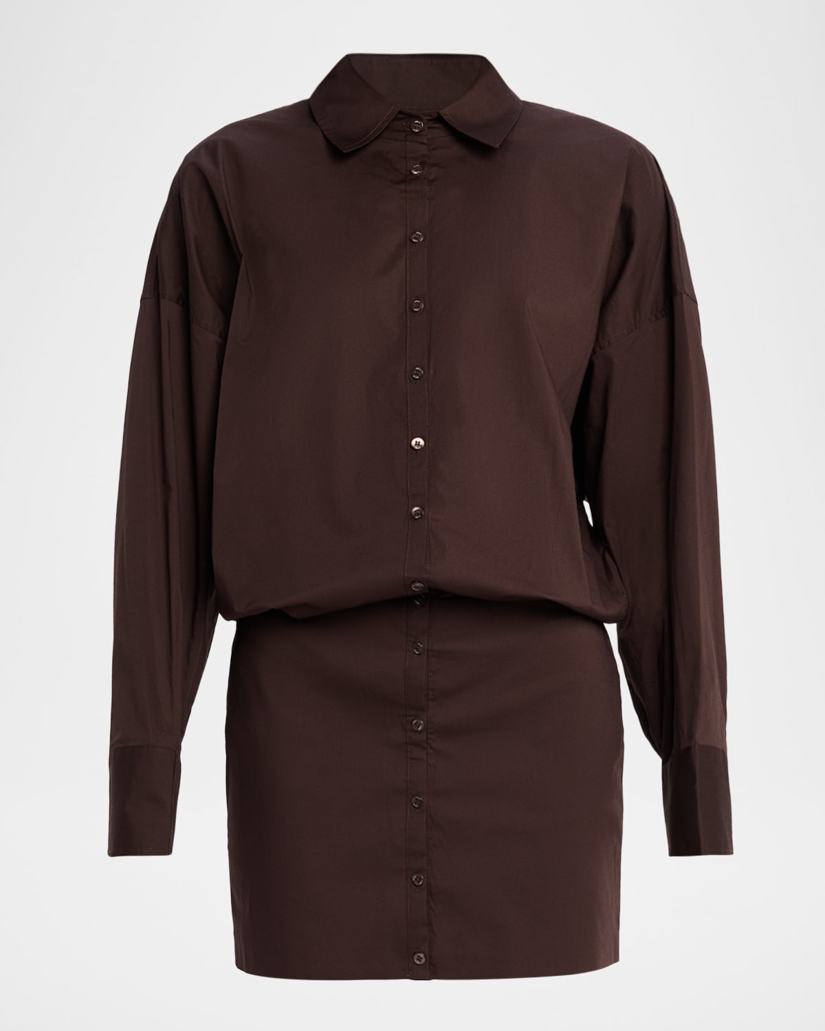 Staud Cynthia Stretch-cotton Mini Shirtdress In Brown
