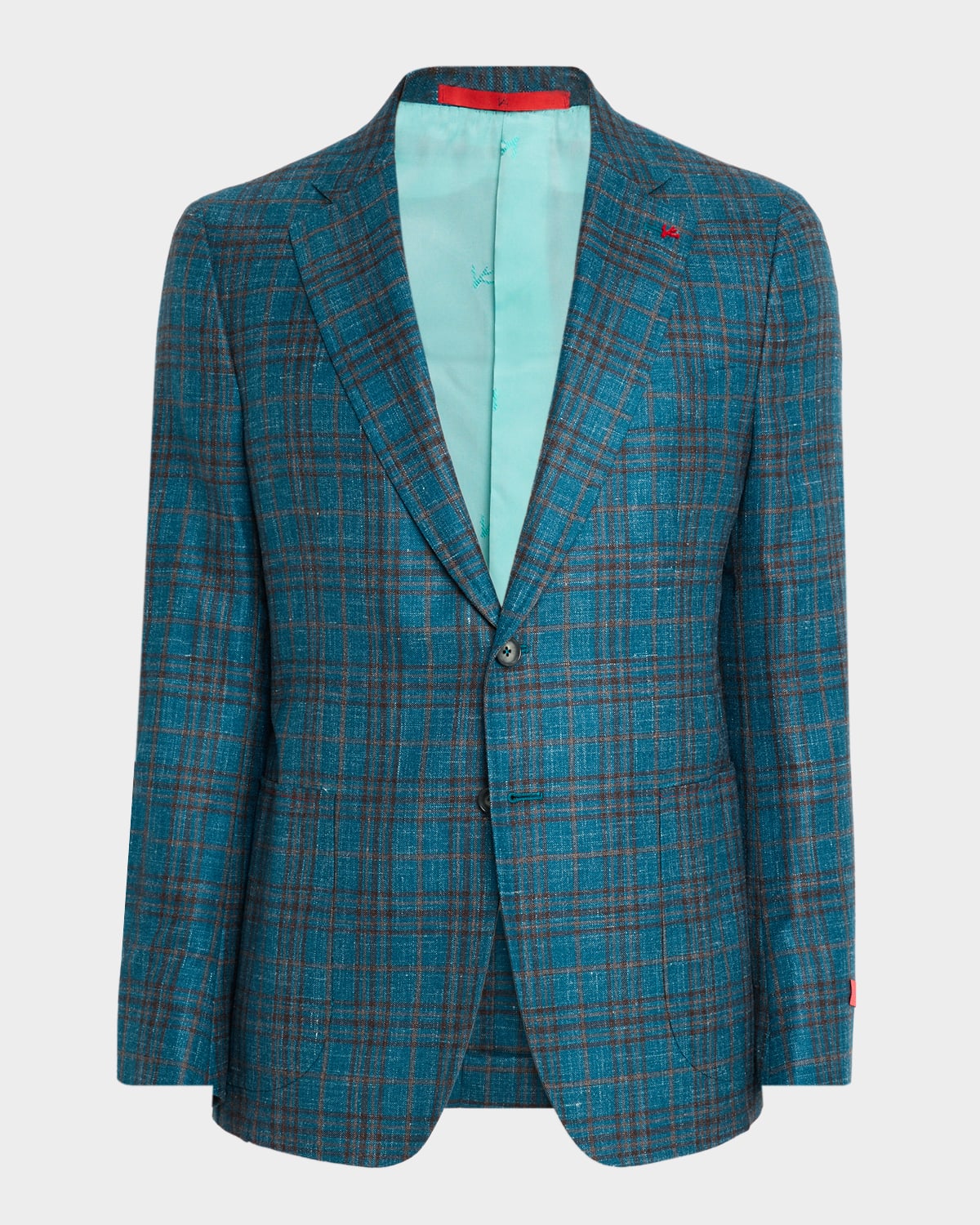 Isaia Men 's Wool, Cashmere, Silk, and Linen Plaid Sport Coat