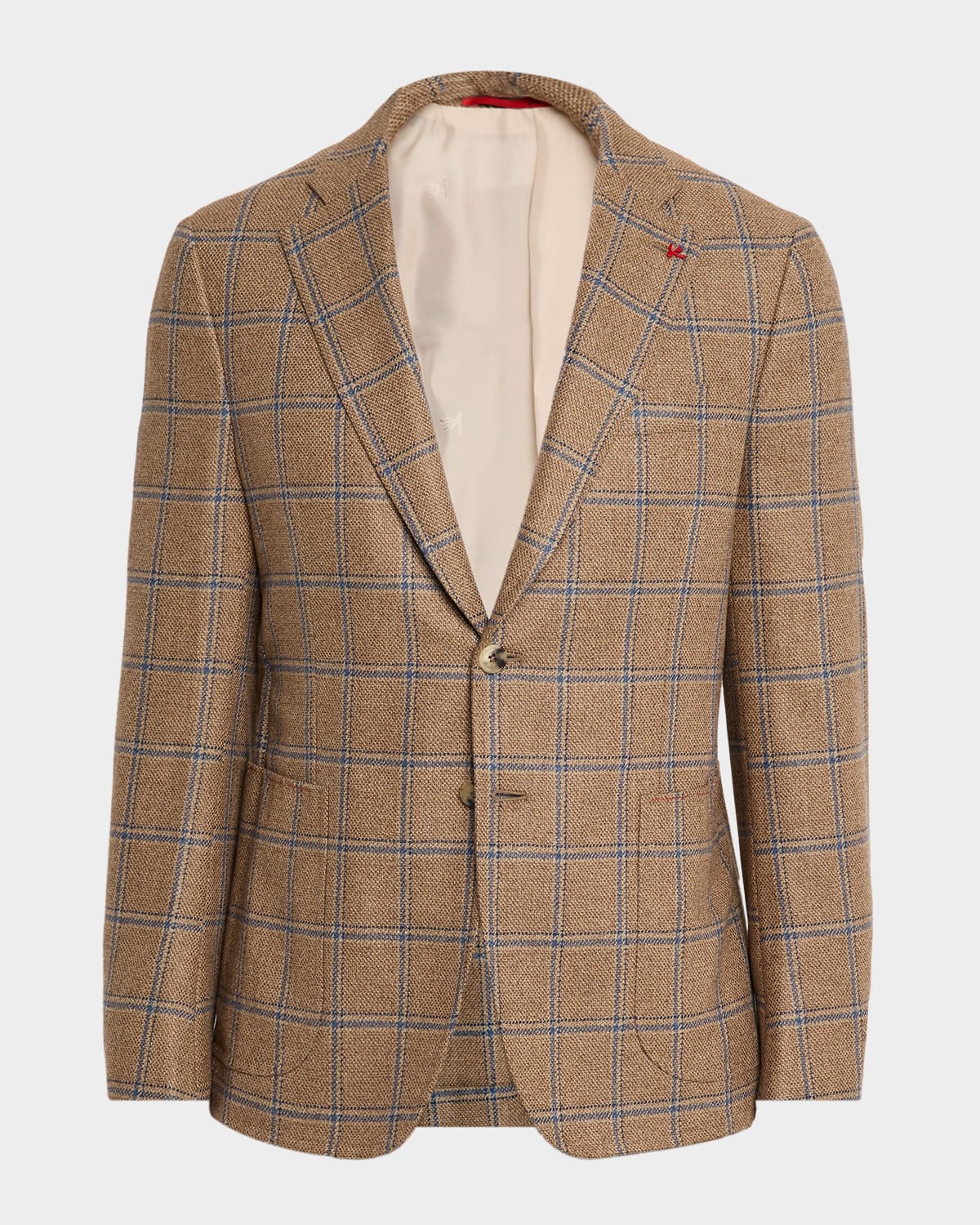 Isaia Men's Wool And Silk Windowpane Single-breasted Sport Coat In Brown