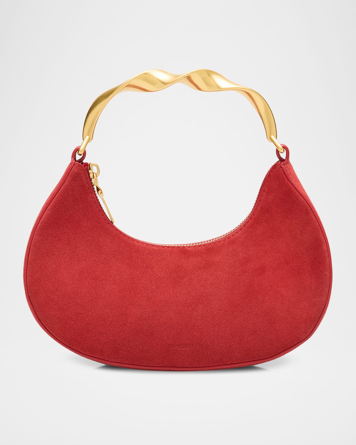 Nixi Suede Twist Top-Handle Bag