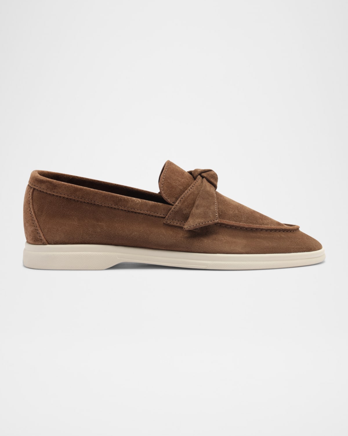 Alexandre Birman Calrita Suede Knotted Loafers In Brown