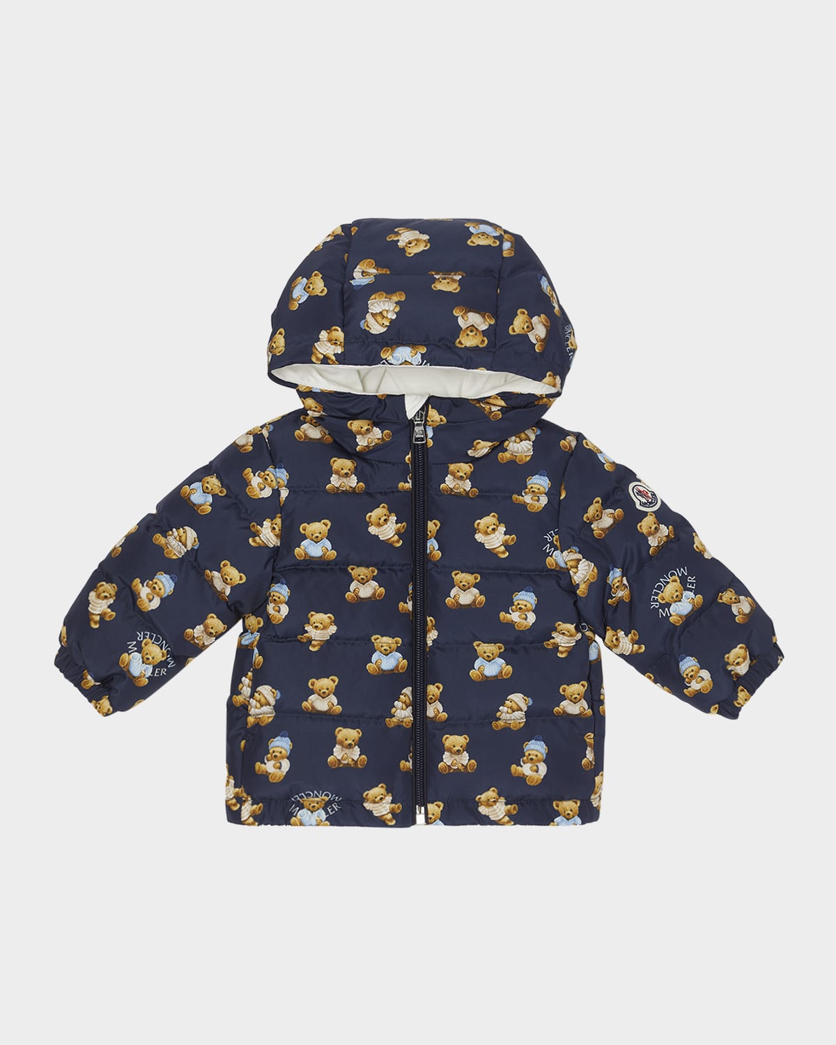 Moncler Boy's Semenat Teddy Bear Logo Hooded Down Jacket, Size 6M-3
