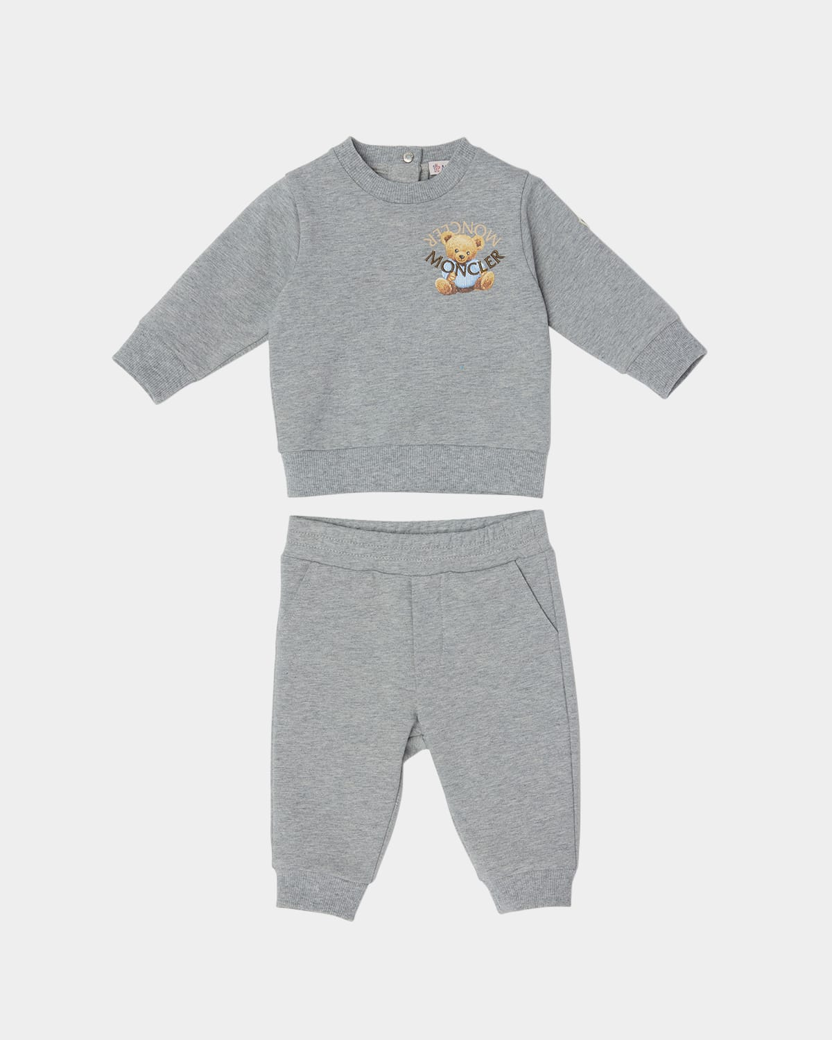 Moncler Boy's Teddy Bear Logo Sweatshirt & Sweatpants In Gray
