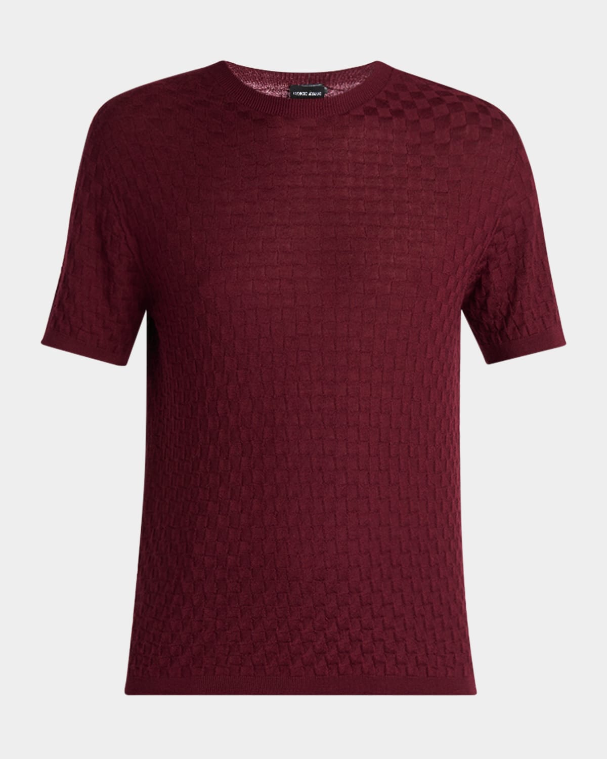 Giorgio Armani Short-sleeved Crew-neck Jumper In Cashmere And Silk In Burgundy