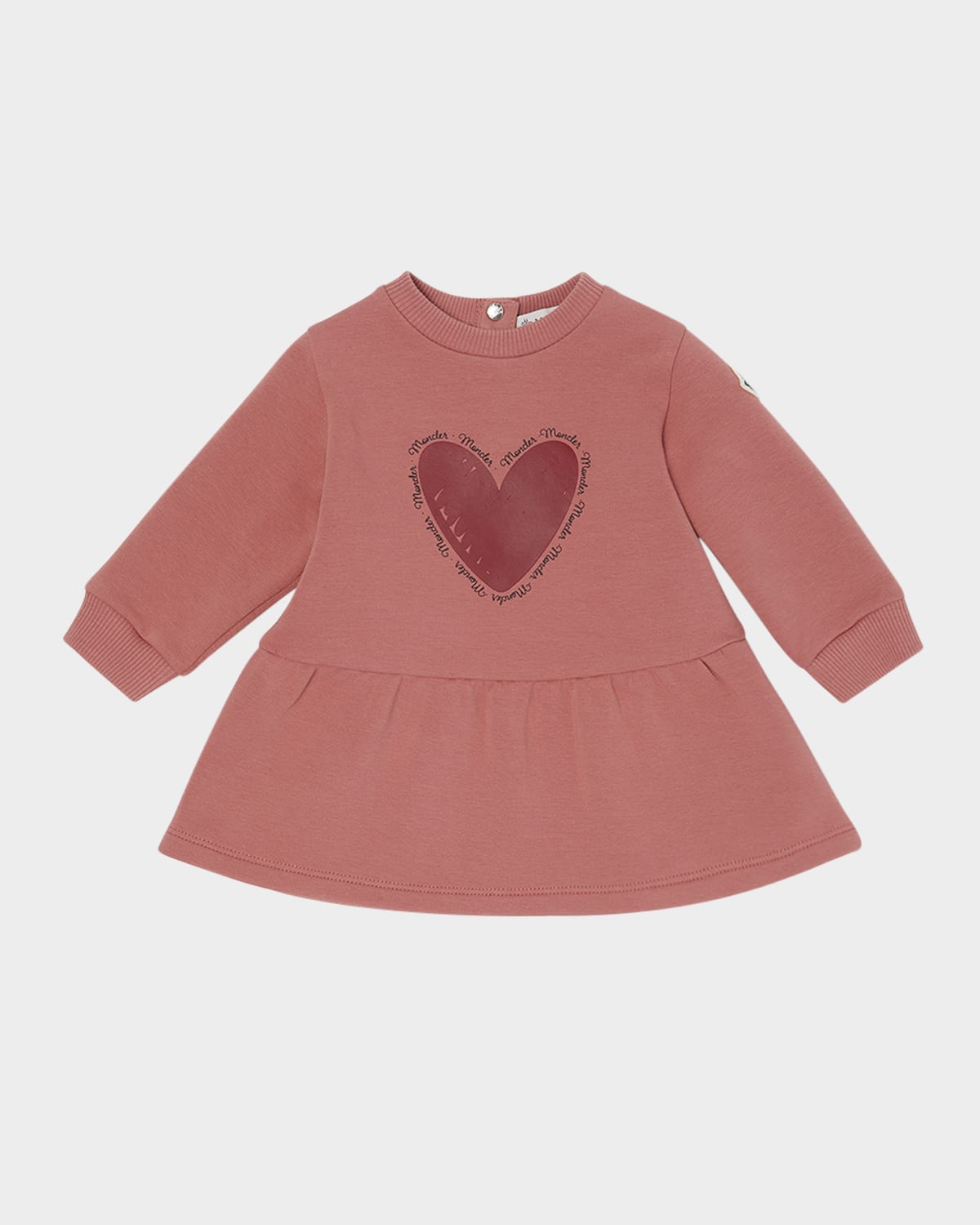Moncler Kids' Girl's Heart Logo-print Sweatshirt Dress In Pink