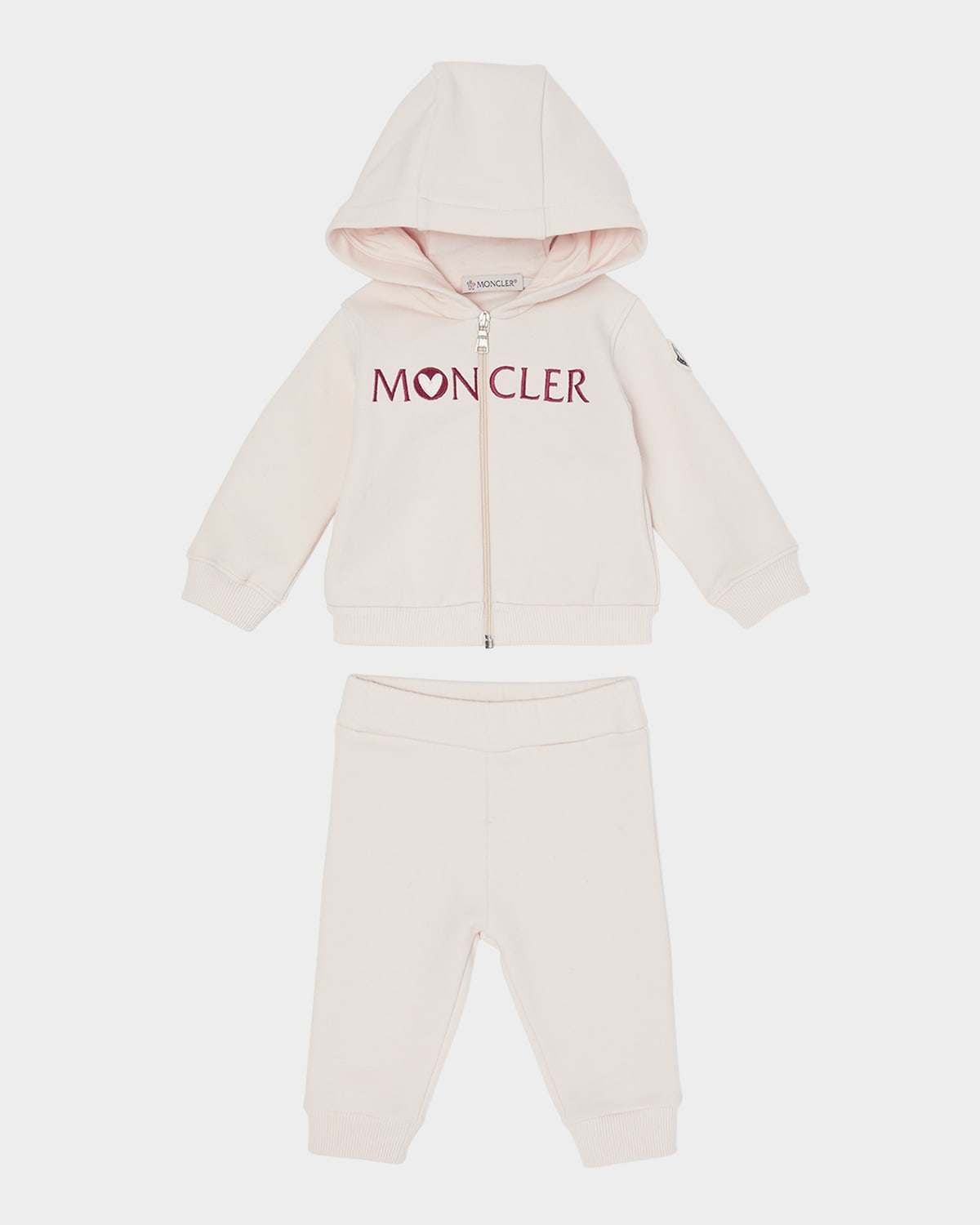 Moncler Kids' Girl's Heart Logo Hoodie & Jogger Pants Set In Neutral