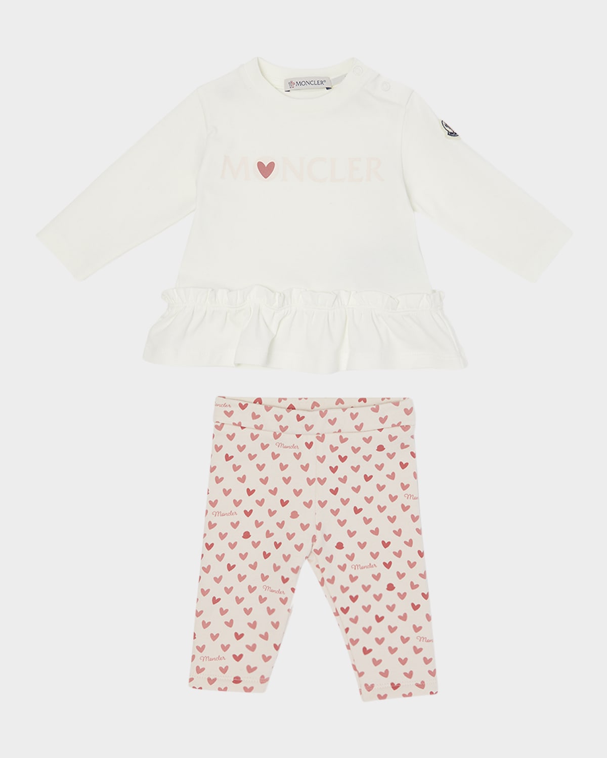 Moncler Girl's Ruffle Top & Leggings Set In White