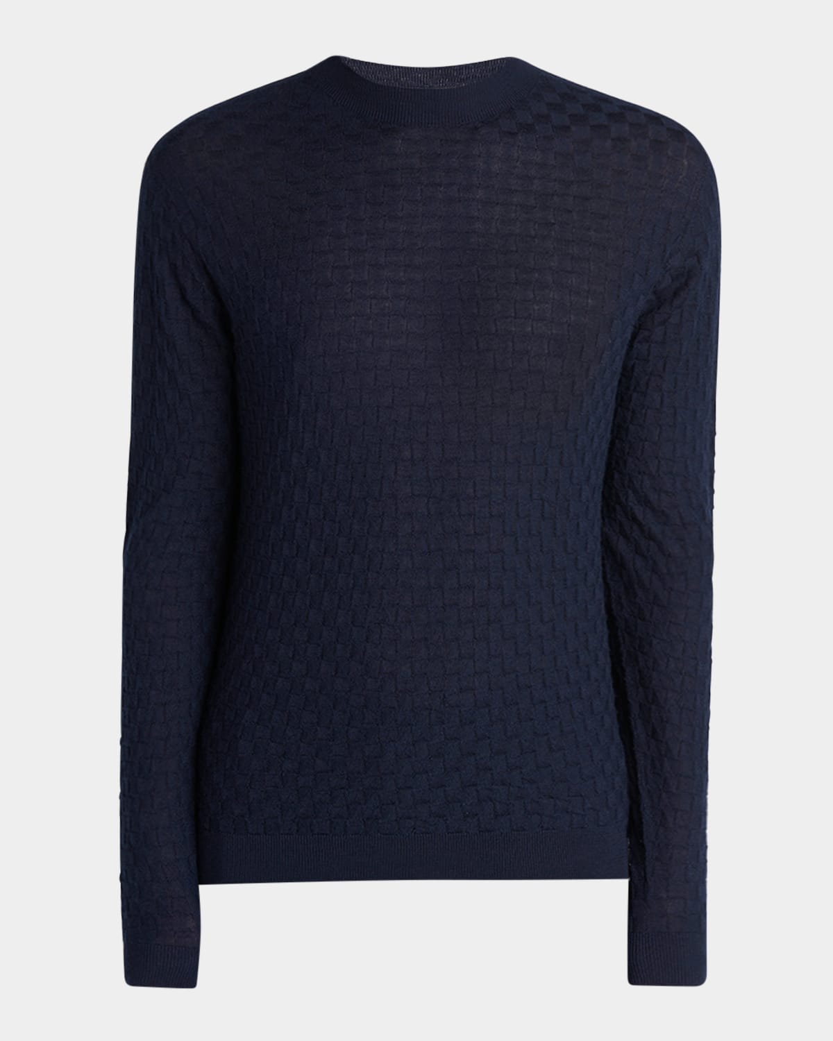 Giorgio Armani Men's Quadrant Knit Cashmere And Silk Crewneck Sweater In Blue