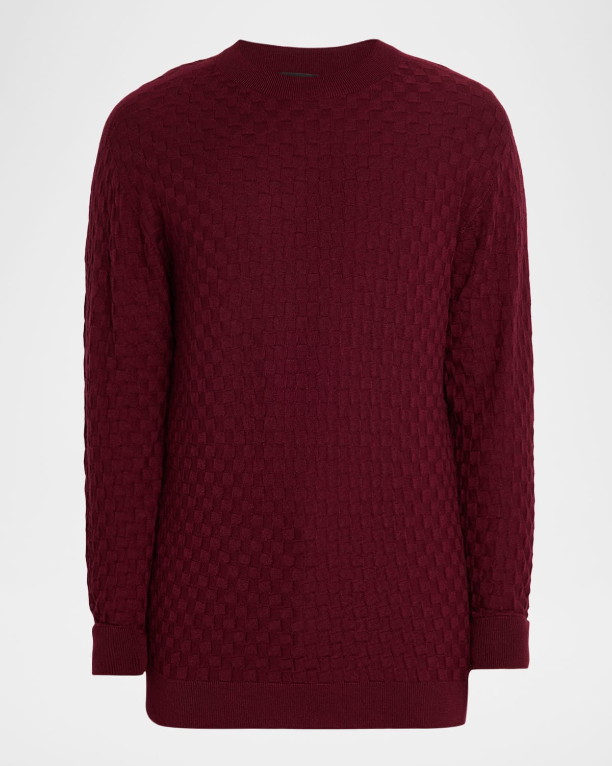 Giorgio Armani Men's Quadrant Knit Cashmere And Silk Crewneck Sweater In Red