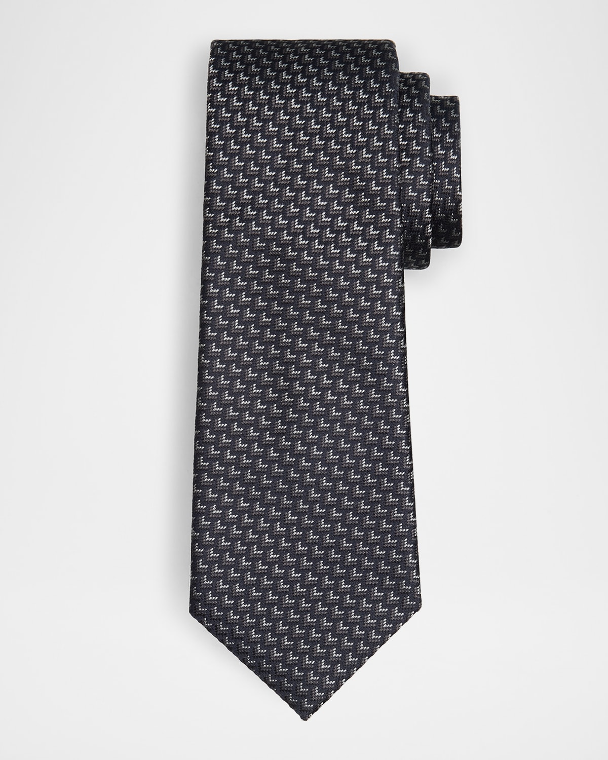 Giorgio Armani Men's Micro-chevron Silk Tie In Blue