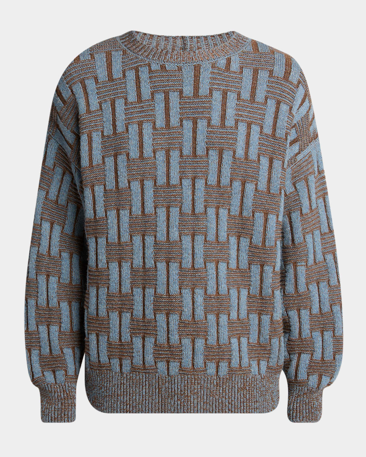 Giorgio Armani Men's Basketweave Wool Crewneck Sweater In Multi