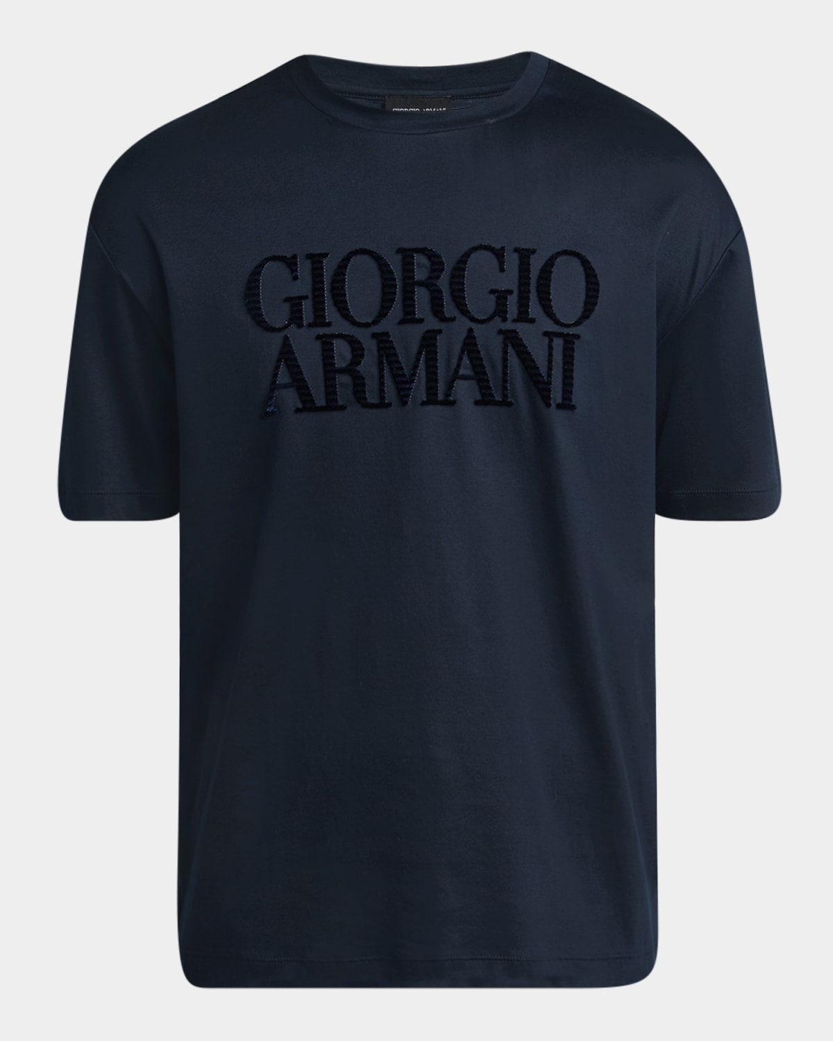 Giorgio Armani Men's Text Logo Cotton Crewneck T-Shirt