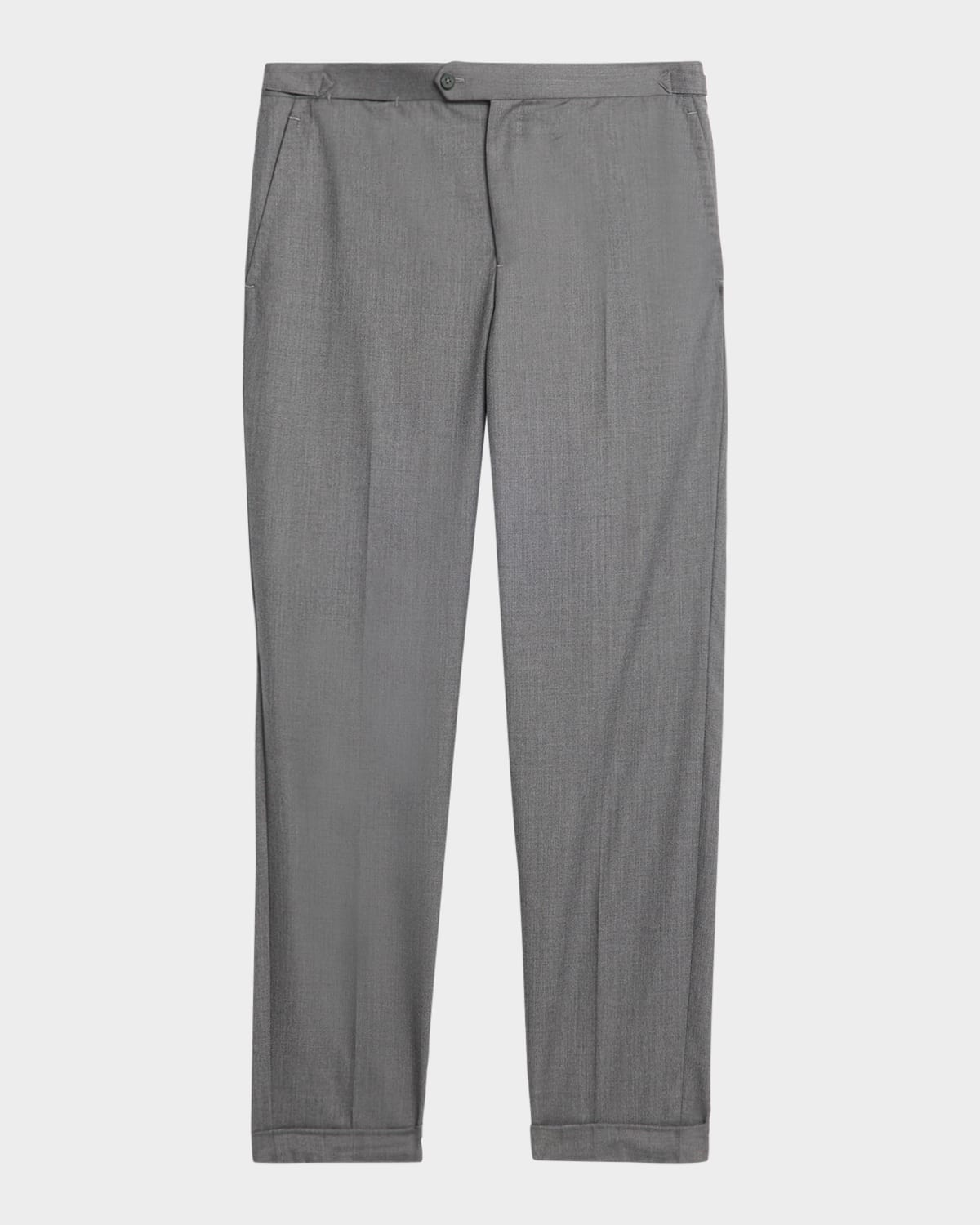 Isaia Men's Wool Twill Side-tab Trousers In Gray