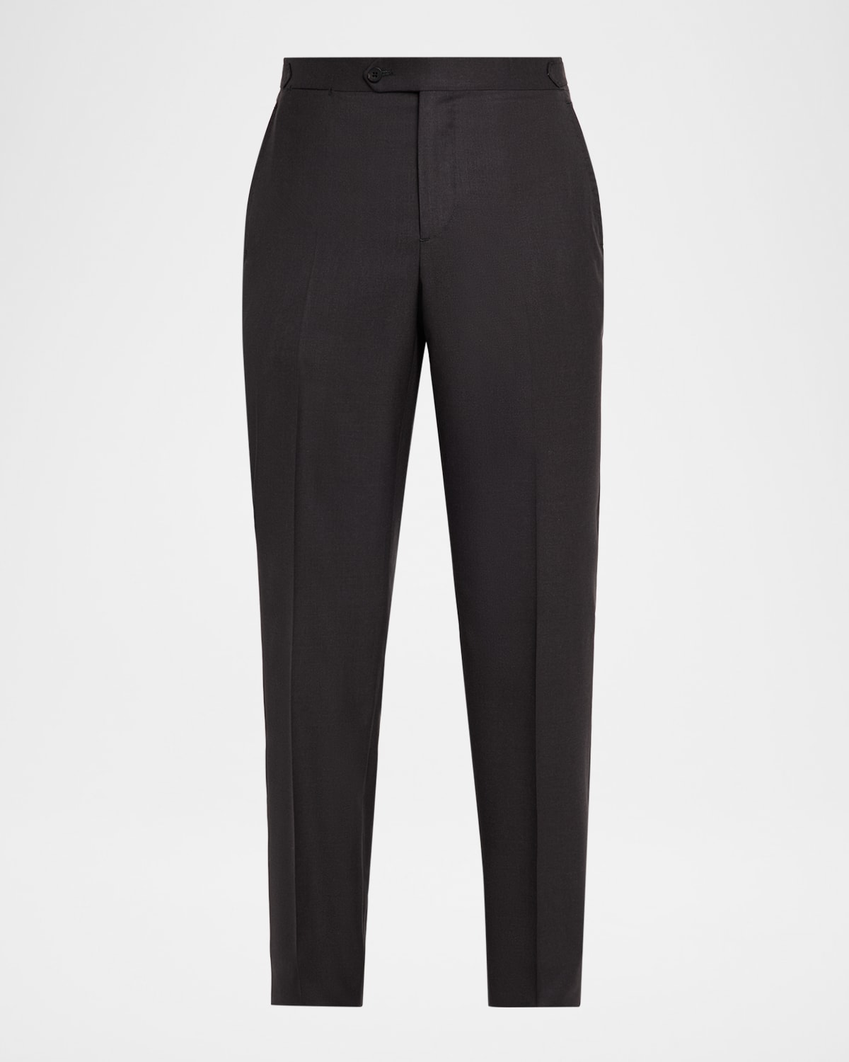 Isaia Men's Wool Twill Side-tab Trousers In Black