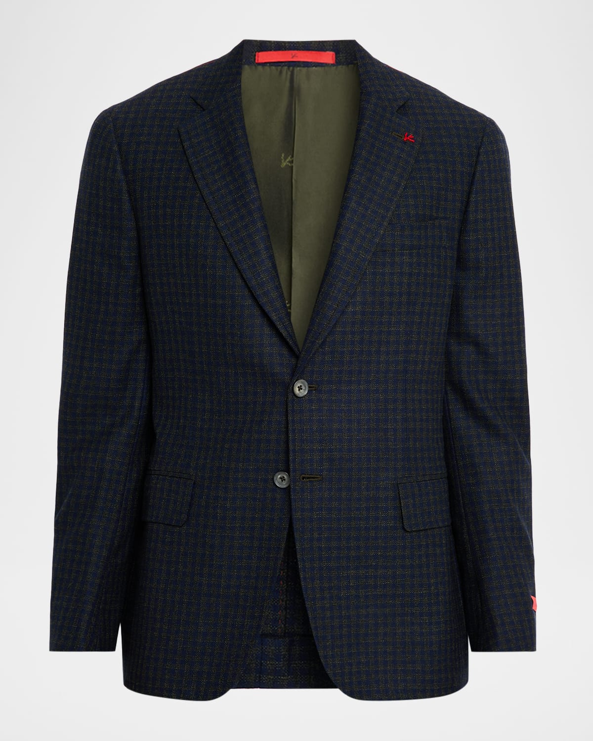 Isaia Men's Check Wool Single-breasted Sport Coat In Blue