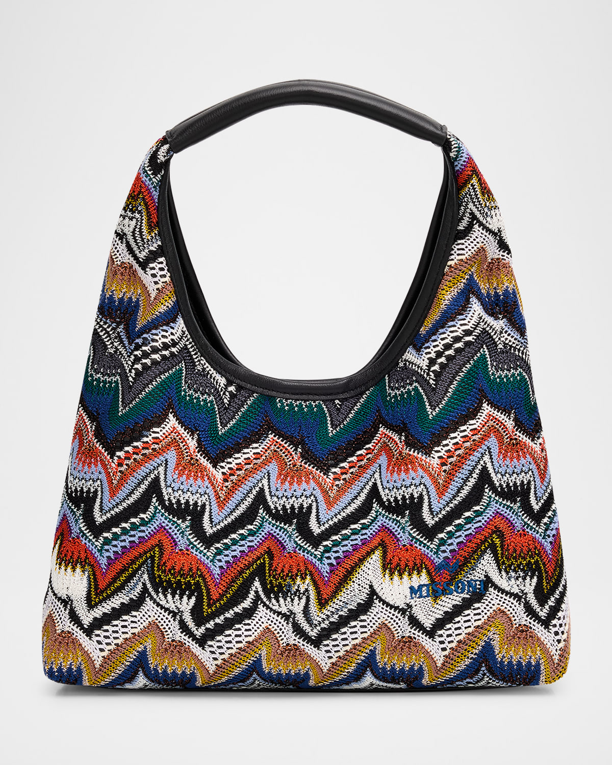 Missoni Zigzag Raschel Knit Hobo Bag In Blue