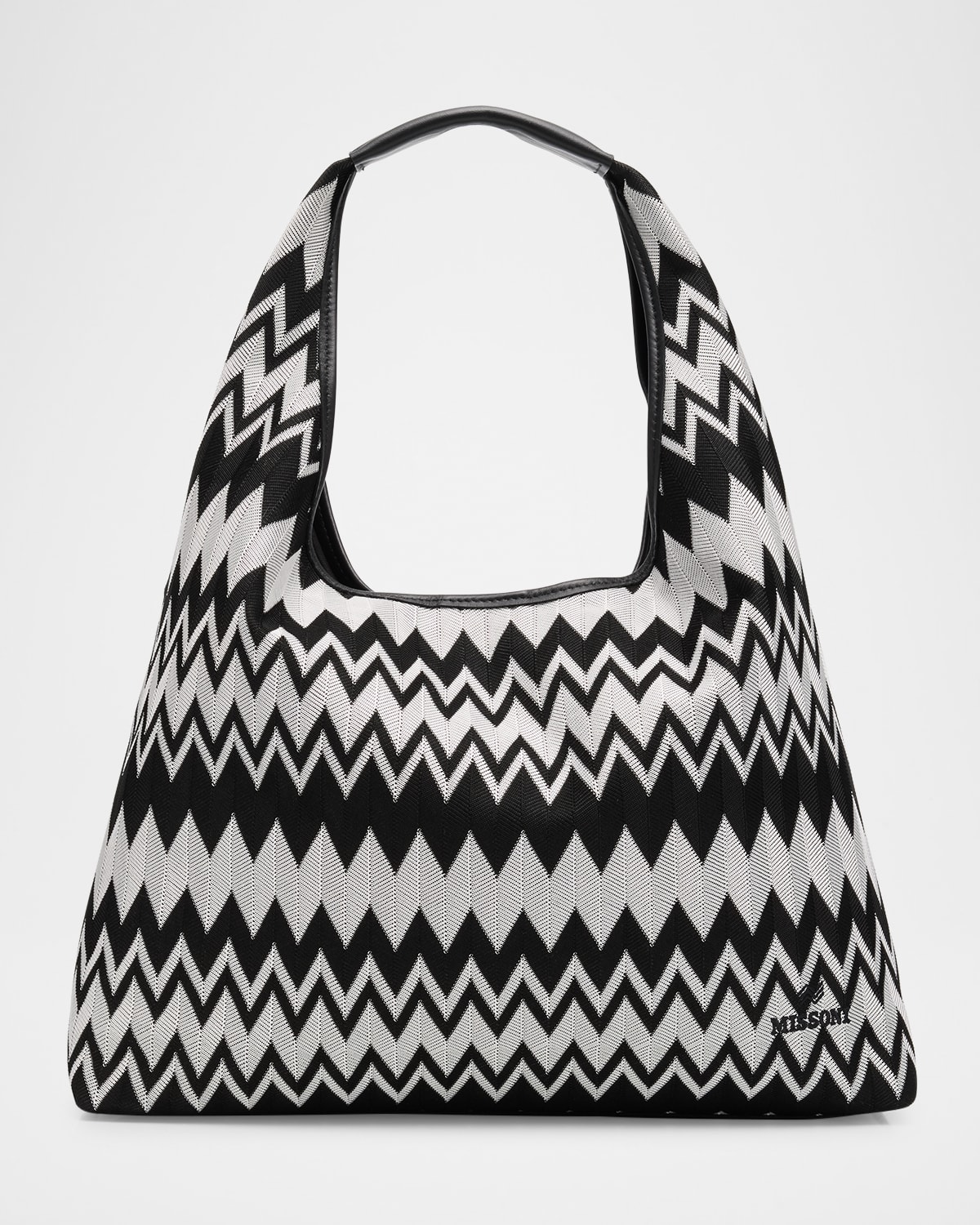 Missoni Optical Wave Cotton Hobo Bag In Black