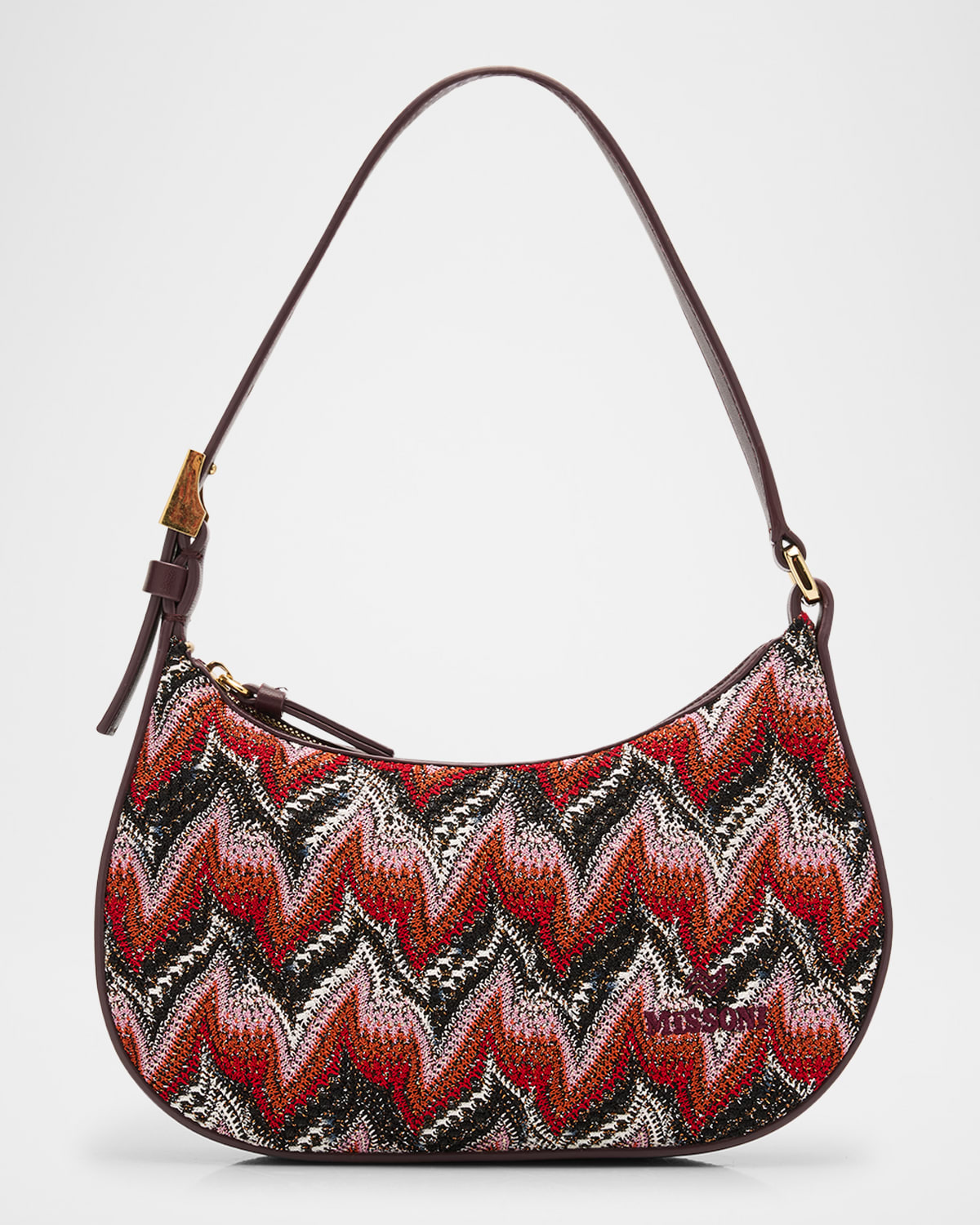 Missoni Chevron Raschel & Leather Mini Hobo Bag In Multi