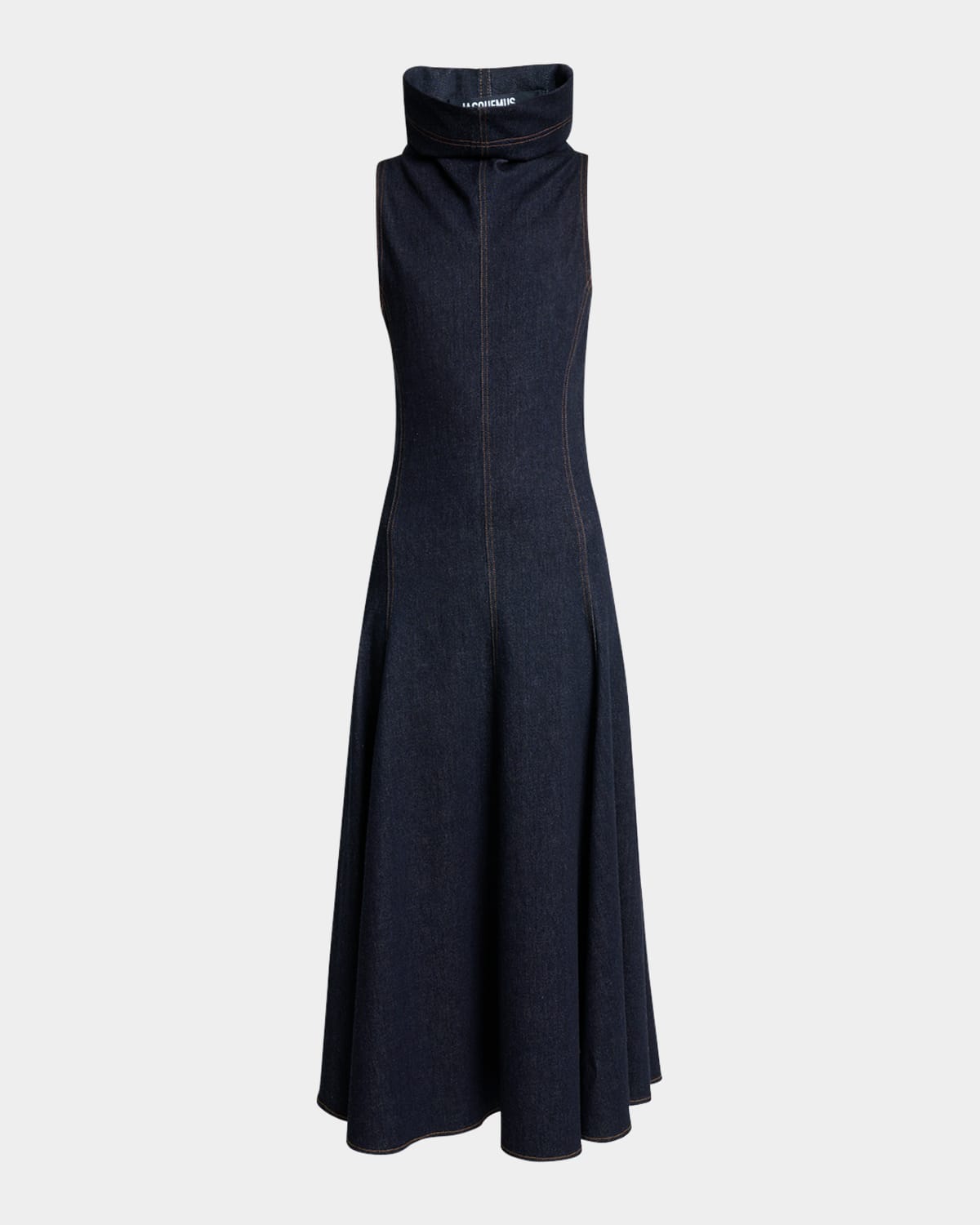 Jacquemus Triangle De-nimes Denim Maxi Dress In Blue
