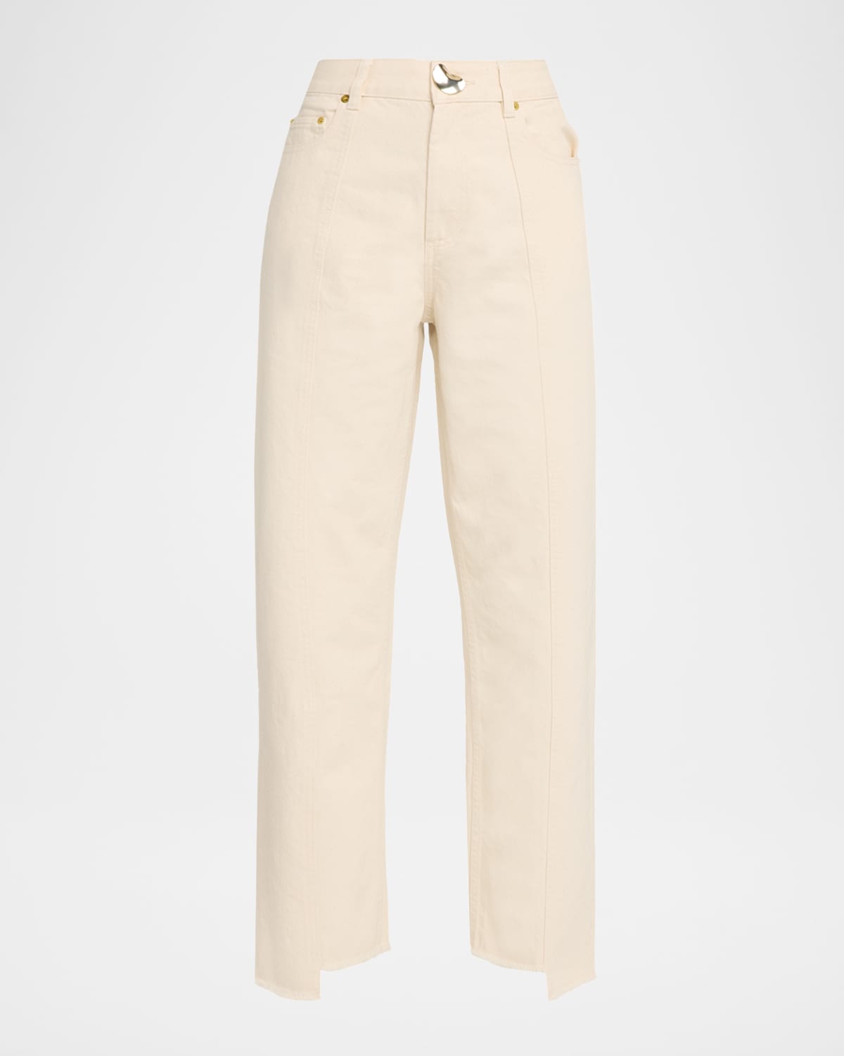Akyn Studio Sol Asymmetric Straight-leg Jeans In Neutral