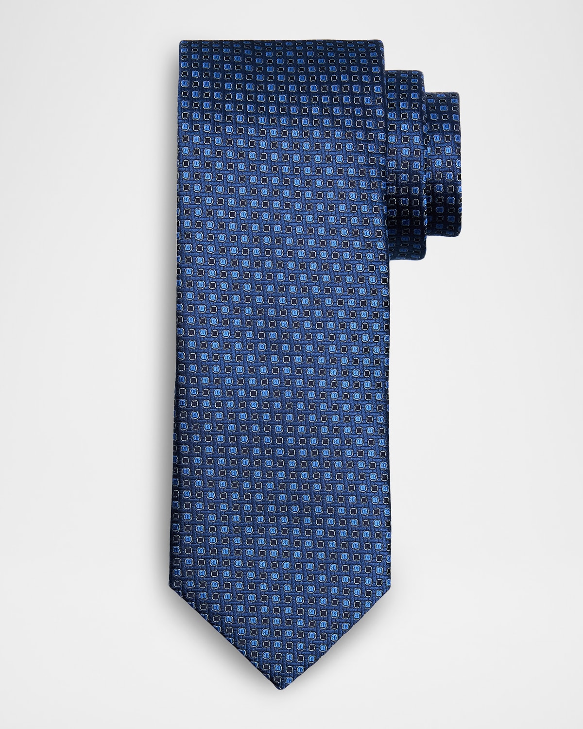 Canali Men's Neat Micro-geometric Silk Jacquard Tie In Blue