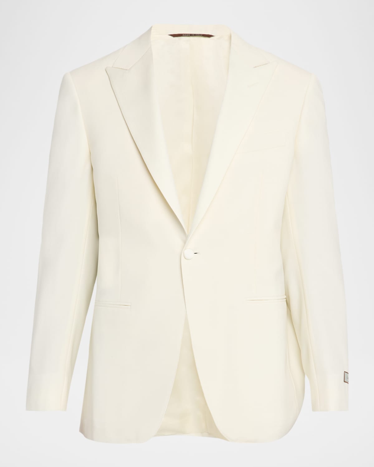 Canali Men's Wool Peak Lapel Dinner Jacket In White