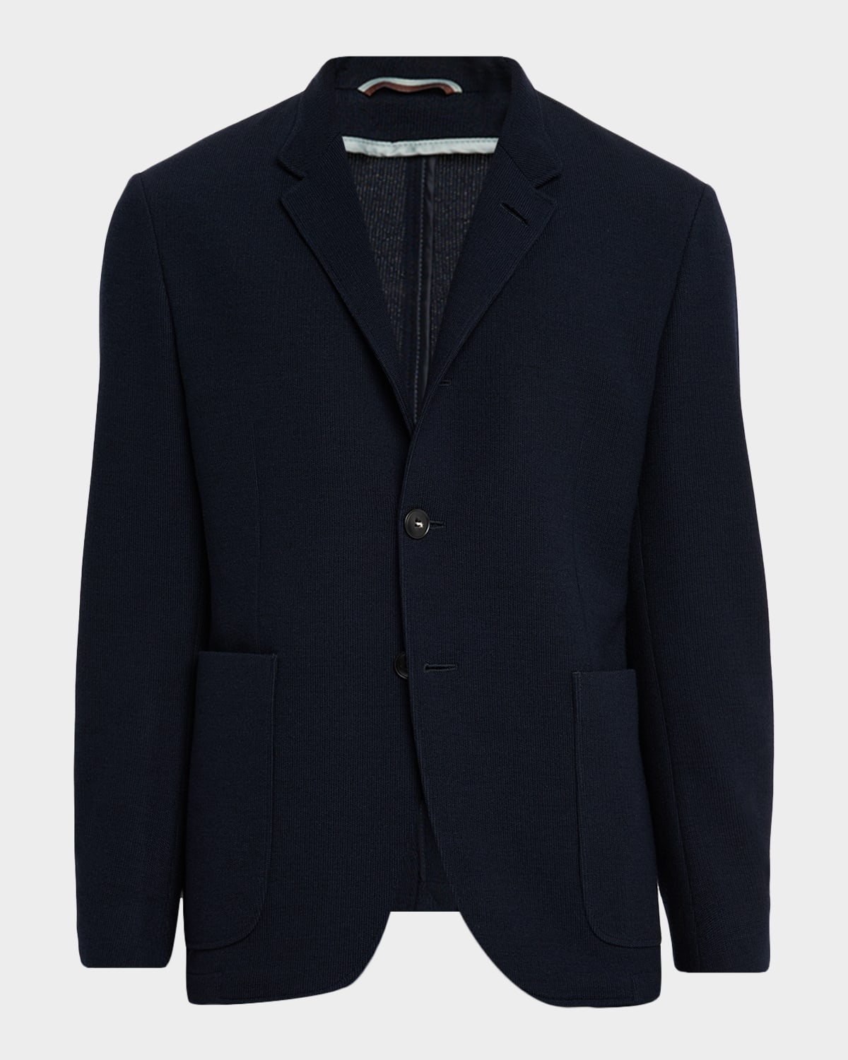 Canali Men's Wool And Cotton Jersey Textured Blazer In Blue
