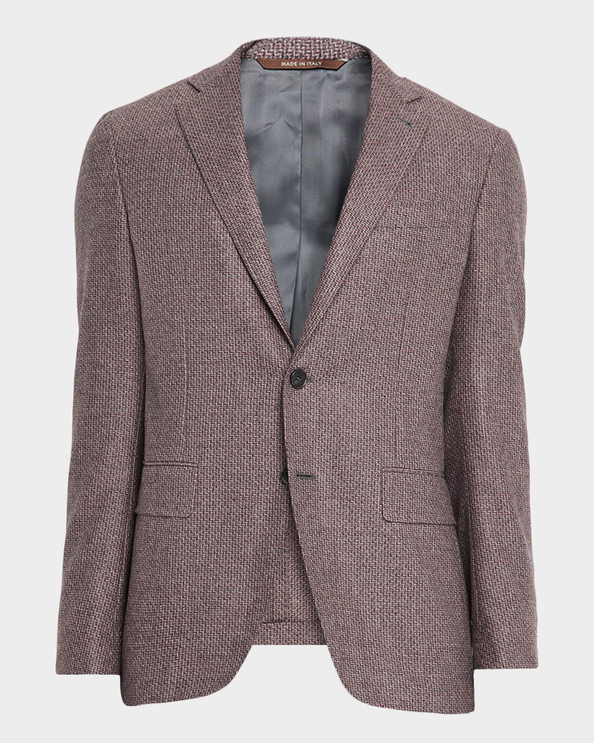 Canali Men's Stepweave Wool Notch Lapel Sport Coat In Brown