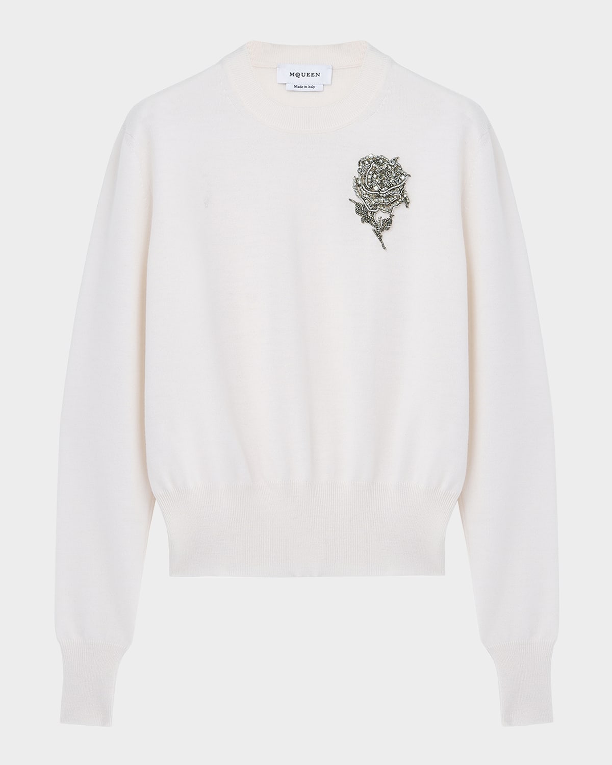 Alexander Mcqueen Crystal Rose Wool Sweater