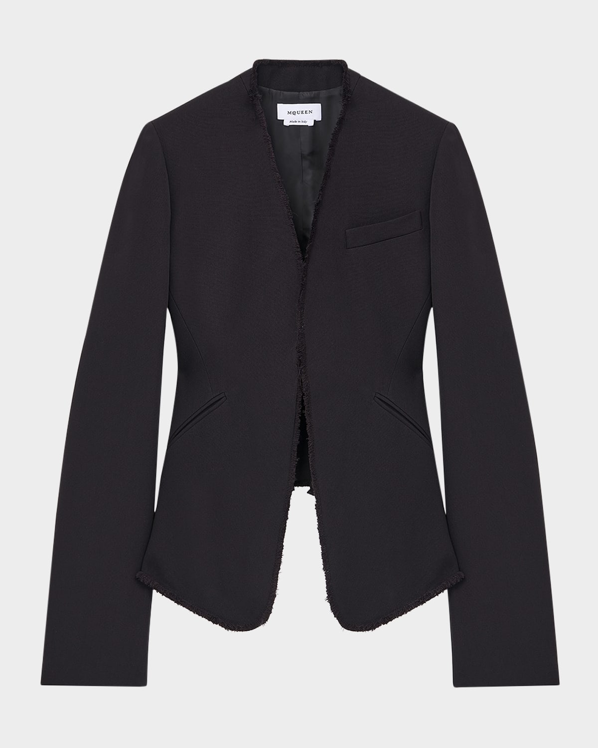 Alexander Mcqueen Wool Canvas Single-breasted Blazer In Black