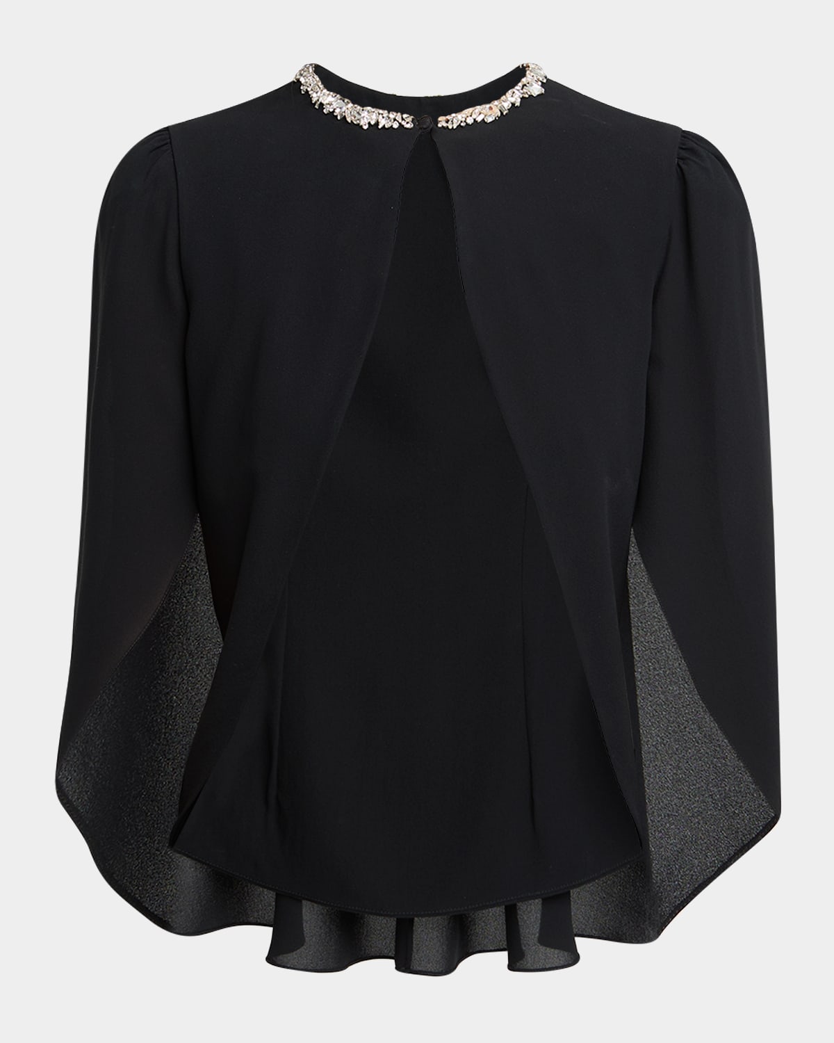 Alexander Mcqueen Embellished Silk Georgette Cape Top