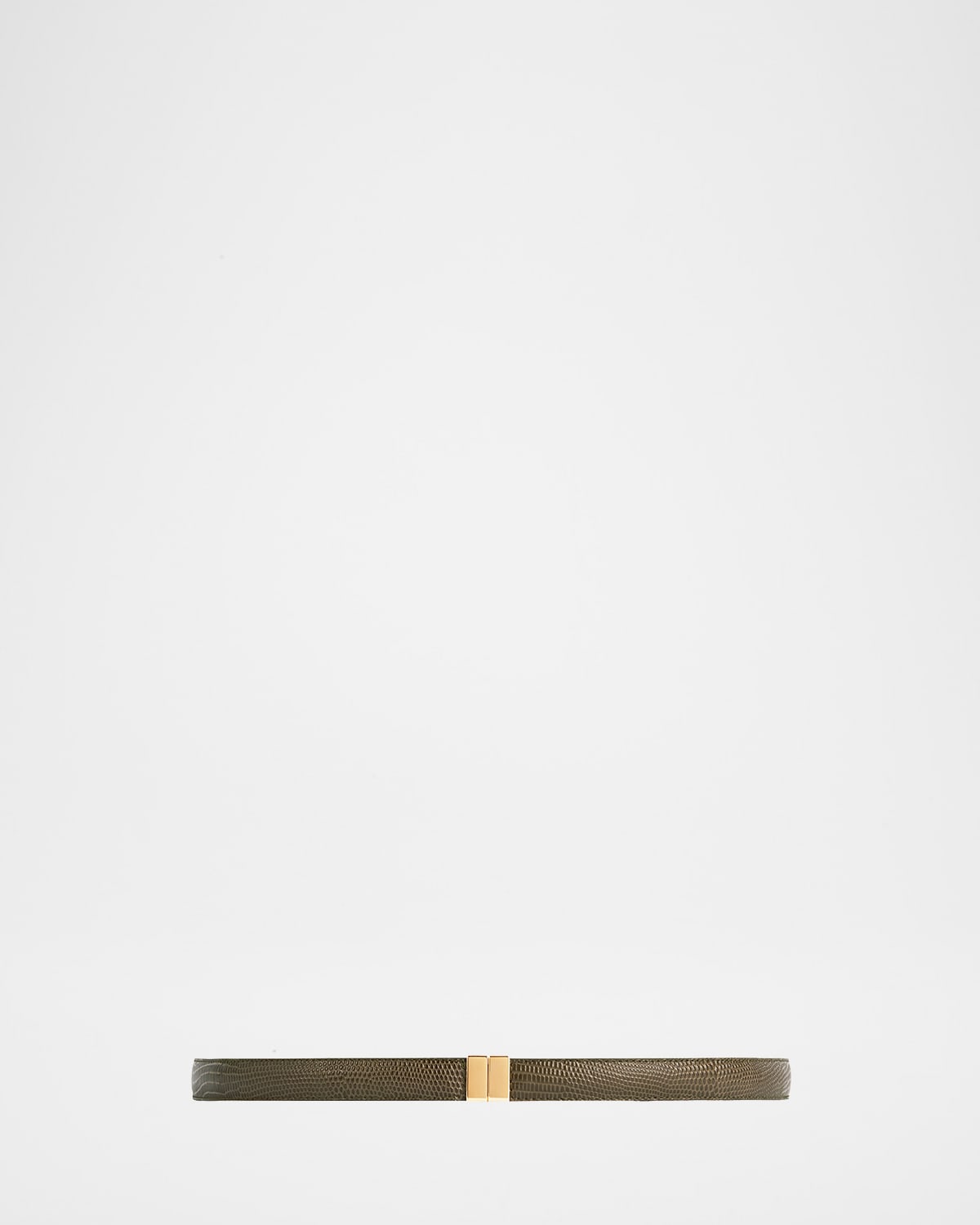 Slide Clasp Lizard-Embossed Leather Belt