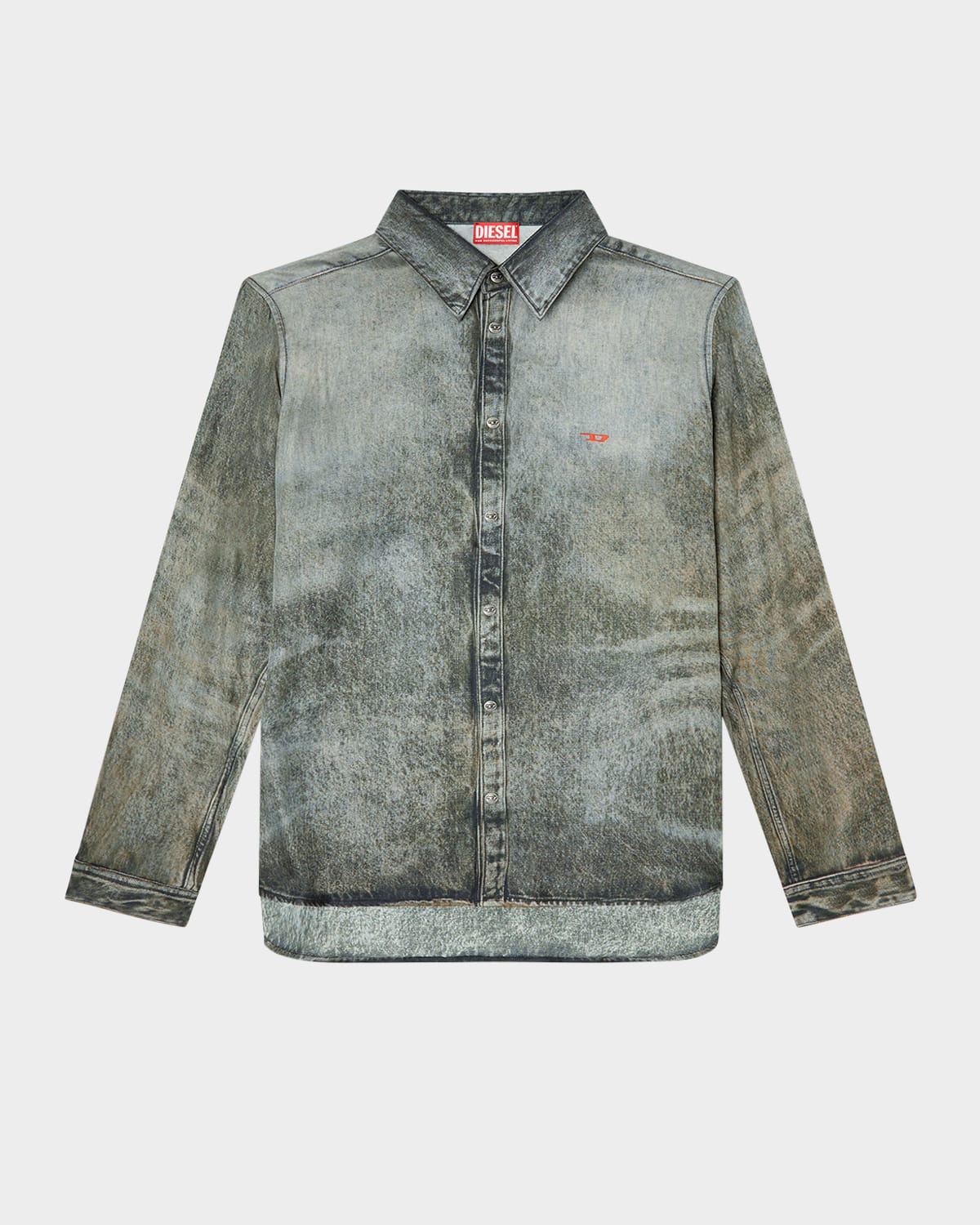 Diesel Mens 02 S-simply-lkct Denim-print Woven Shirt
