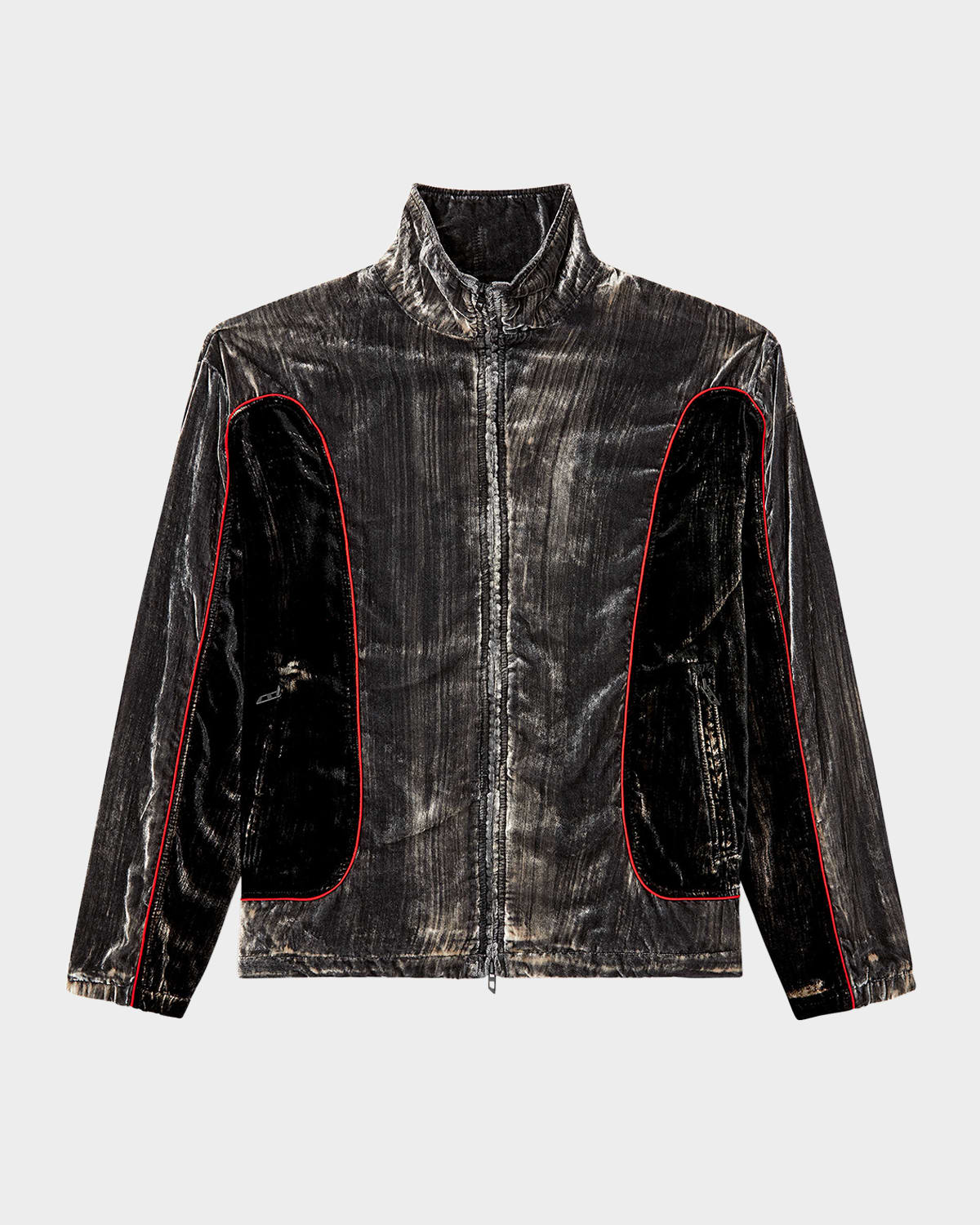Diesel Track Jacket In Treated Velvet