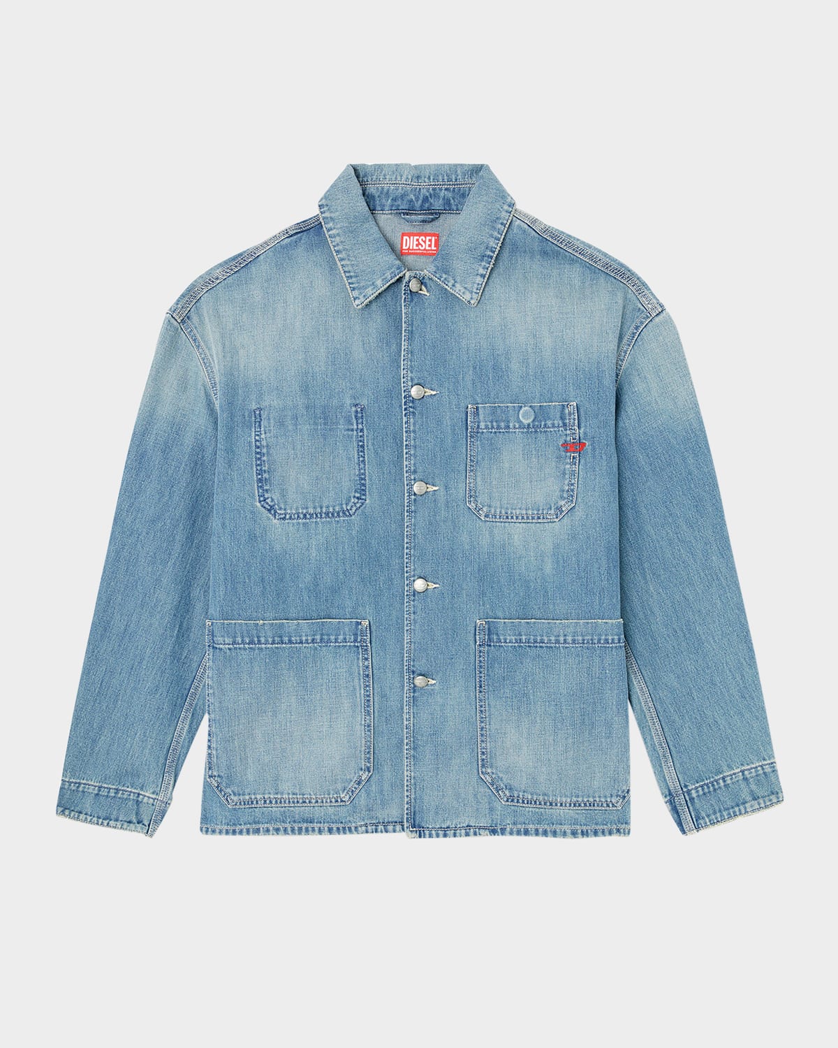 Diesel Mens 01 D-stack-u Relaxed-fit Denim Jacket In Blue