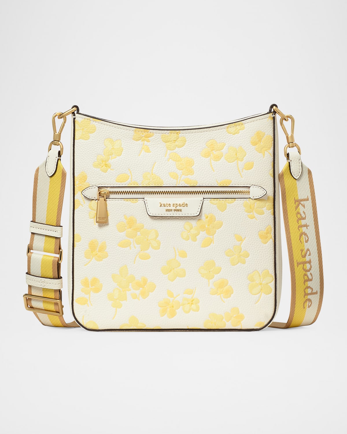 hudson spring pansies leather messenger crossbody bag